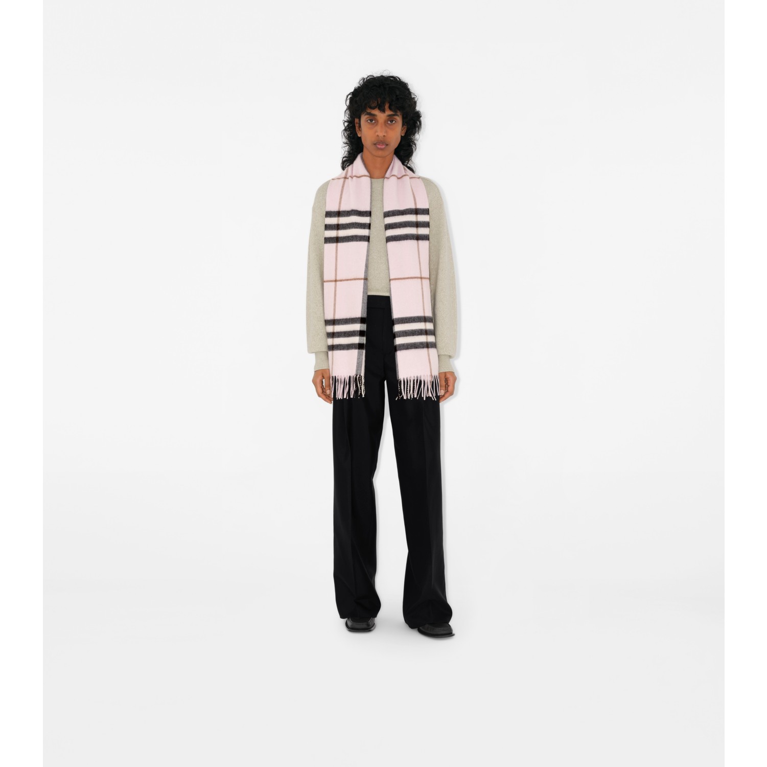 Burberry pink plaid cashmere scarf online