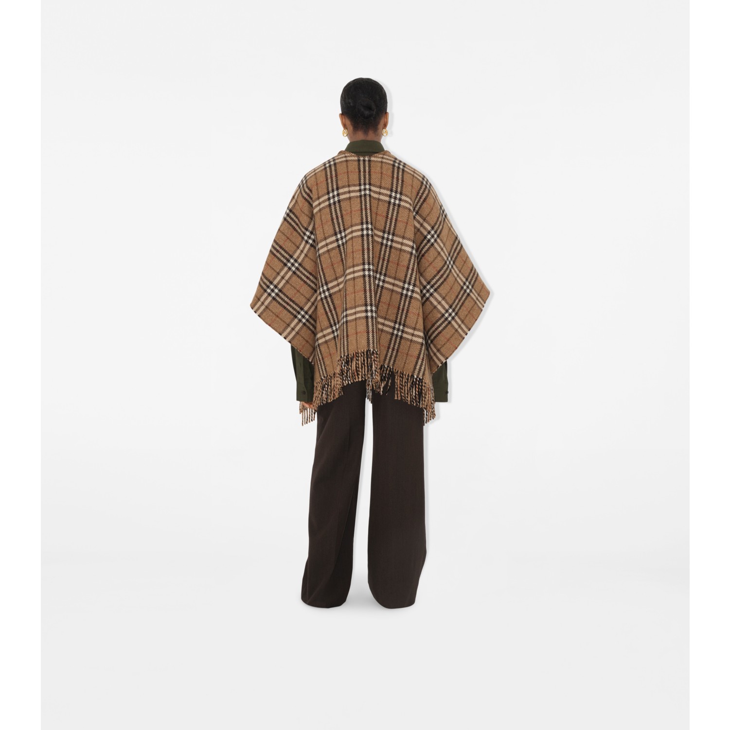 Reversible Check Cashmere Wool Cape