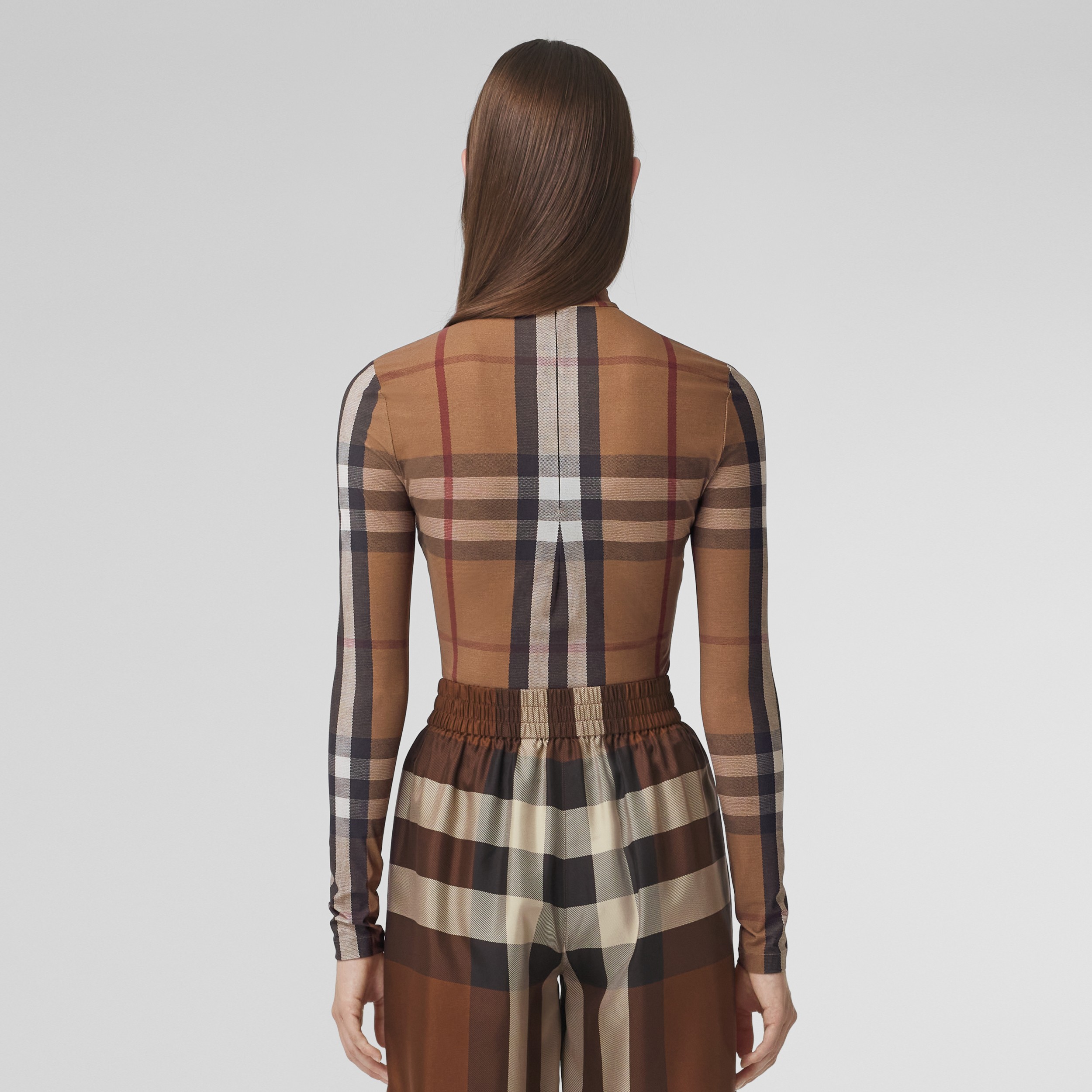 Vintage Check Stretch Jersey Turtleneck Top in Birch Brown - Women |  Burberry® Official