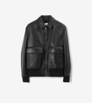 Burberry black store leather jacket