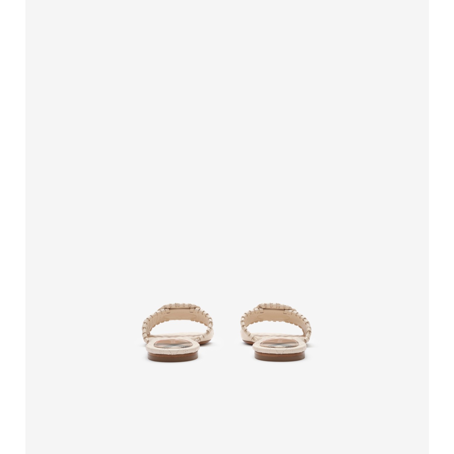 Leather Knight Stamp Slides in Soap beige - Women | Burberry® Official