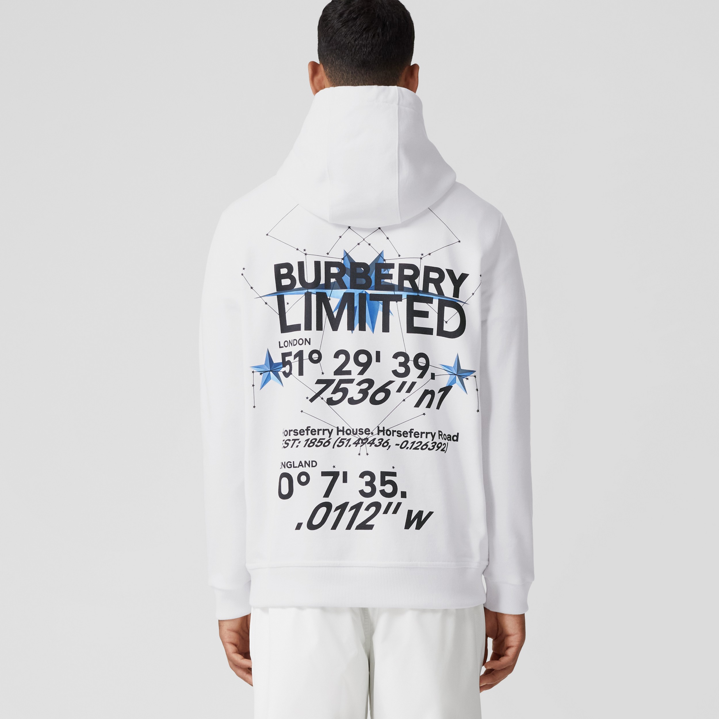 Constellations Print Cotton Hoodie in White - Men | Burberry® Official - 3