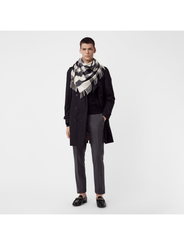 The Burberry Bandana in Check Cashmere in Natural White | Burberry ...