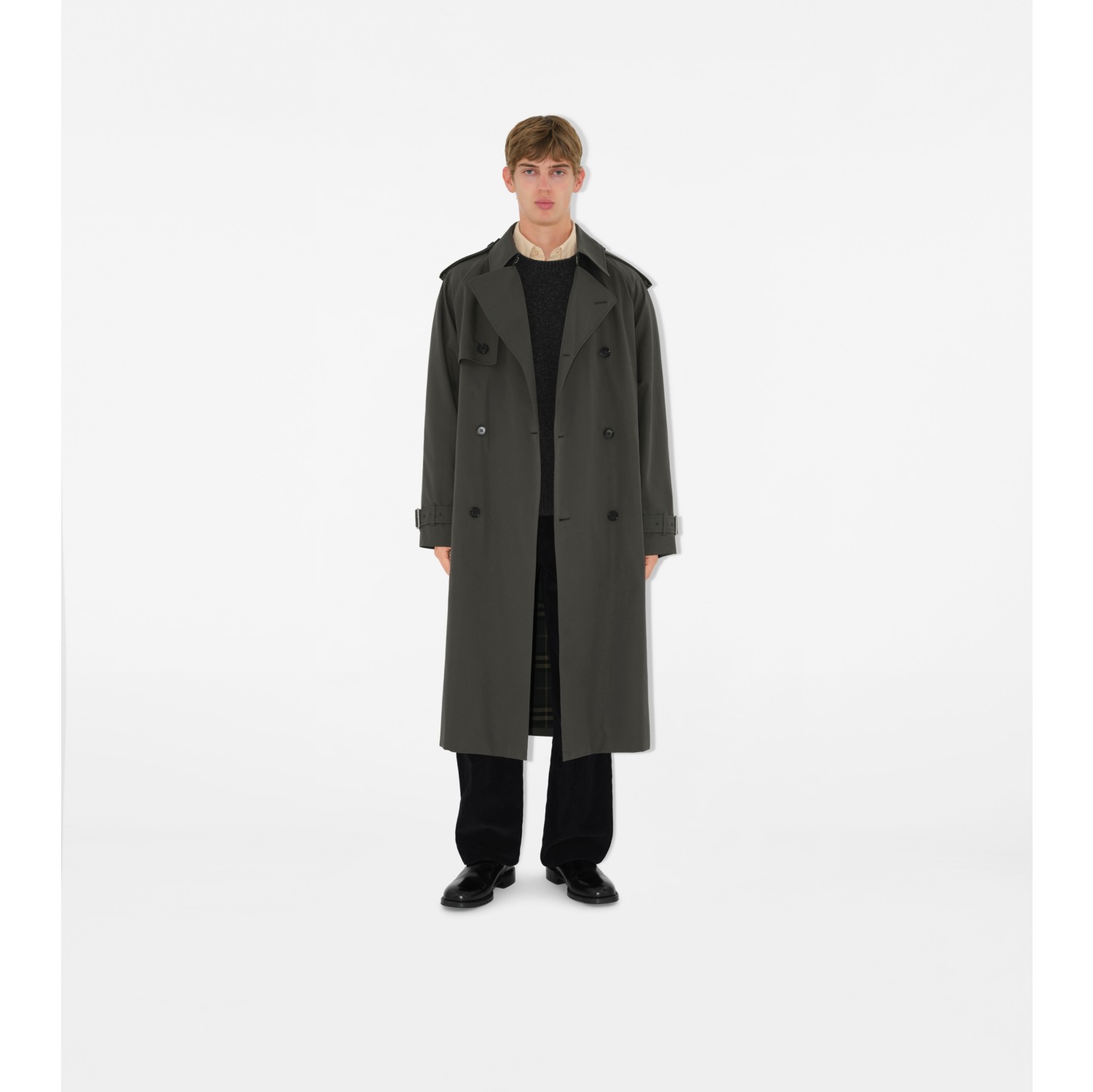 Long Gabardine Trench Coat