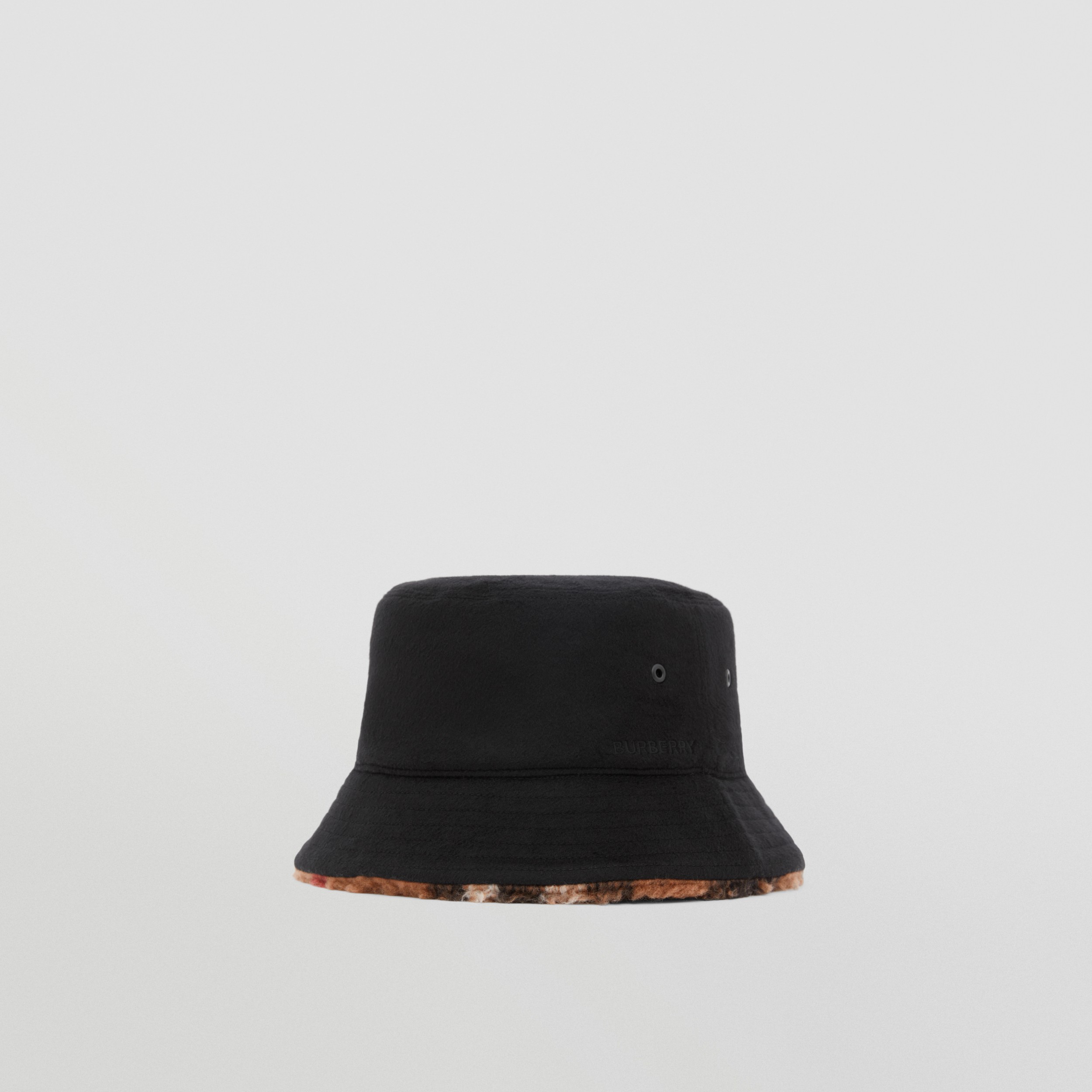 Reversible Check Fleece Bucket Hat in Birch Brown Burberry® Official