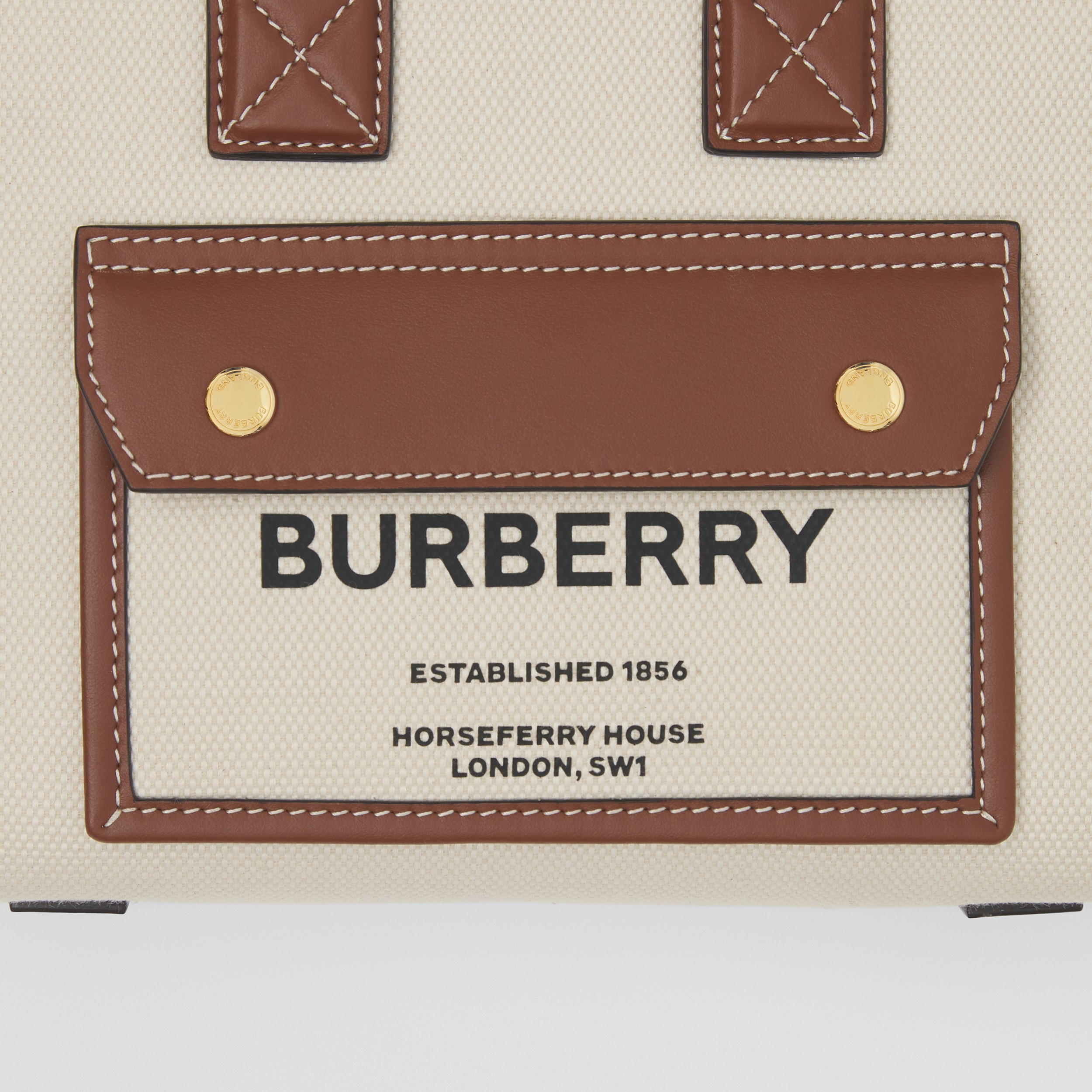 Mini Two-tone Canvas and Leather Freya Tote in Natural/tan - Women | Burberry® Official - 2