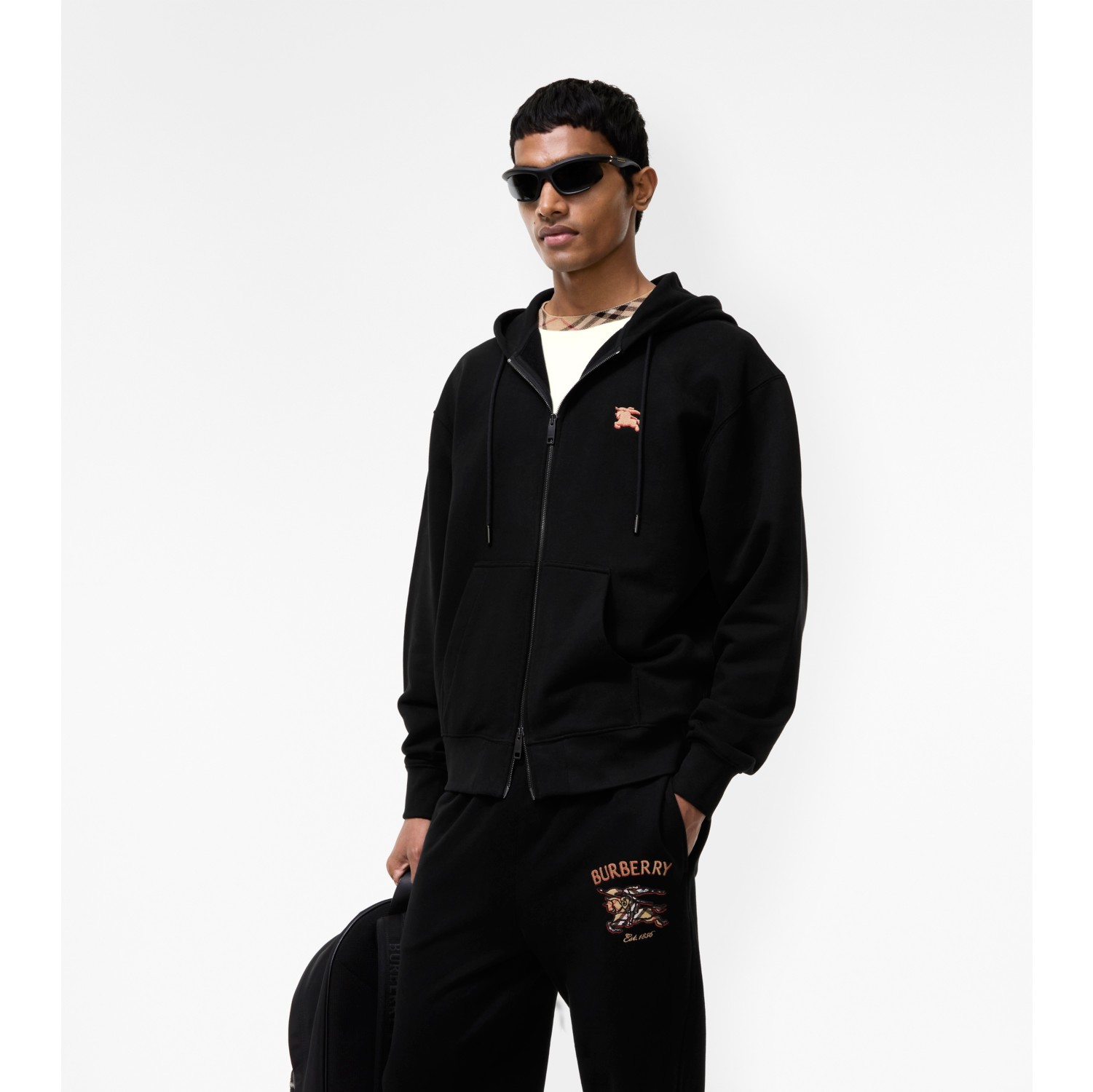 Knight Check Zip Hoodie in Black - Men | Burberry® Official