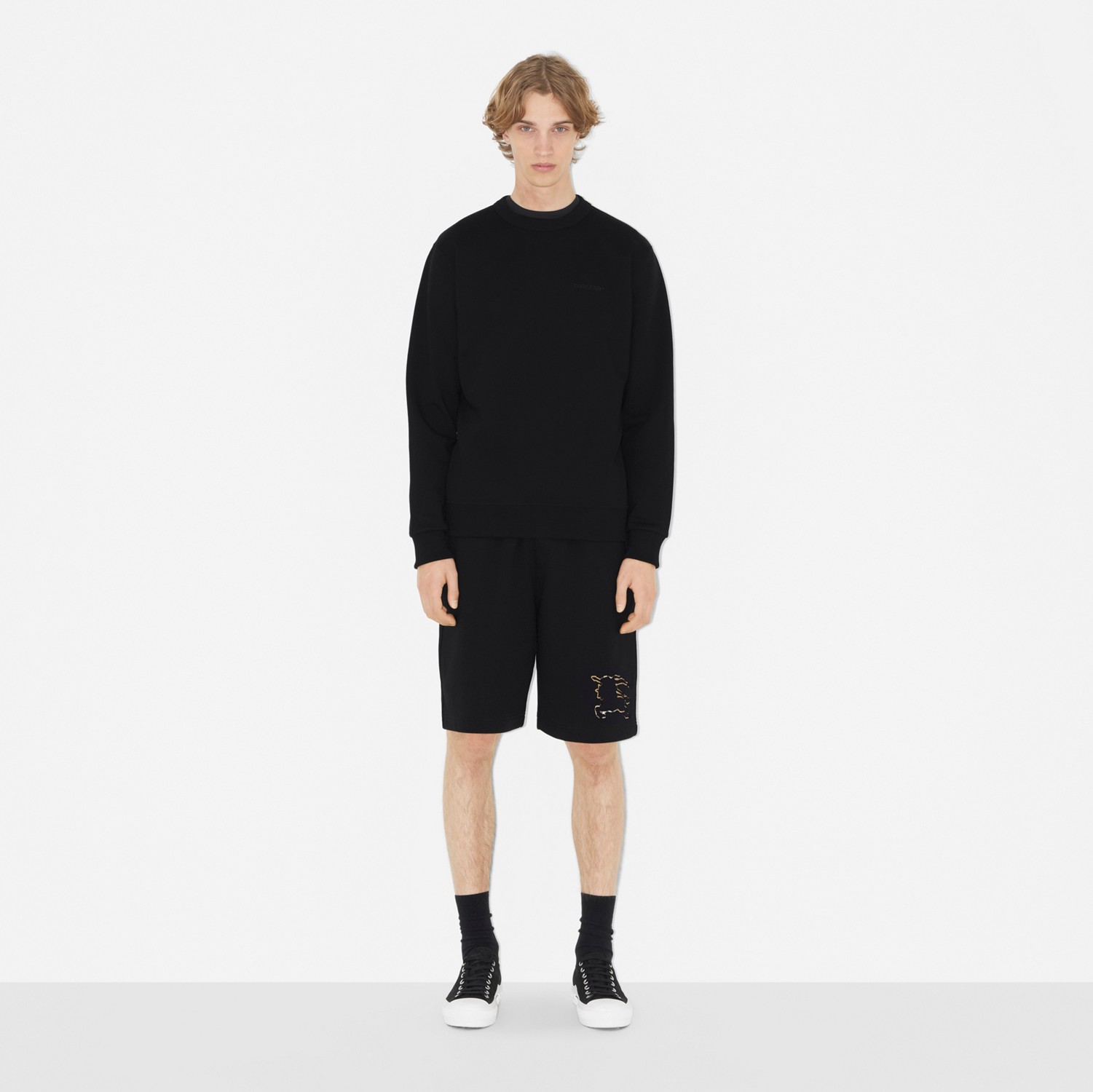 チェックEKD コットンスウェットシャツ (ブラック) - メンズ | Burberry®公式サイト