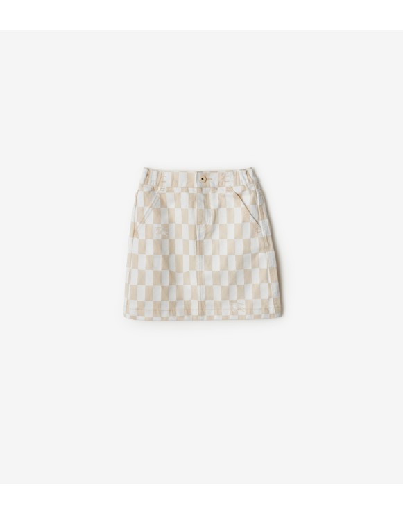 Jupe en denim à damier