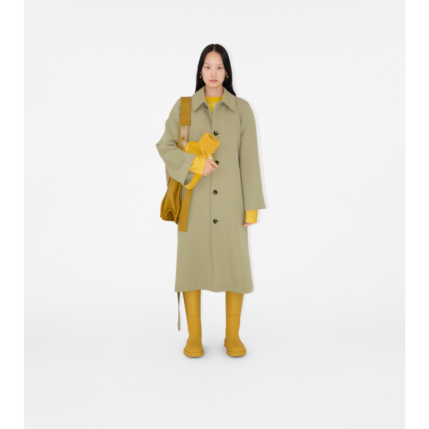 Wool Coat in Hunter - Women, Cashmere, Cotton