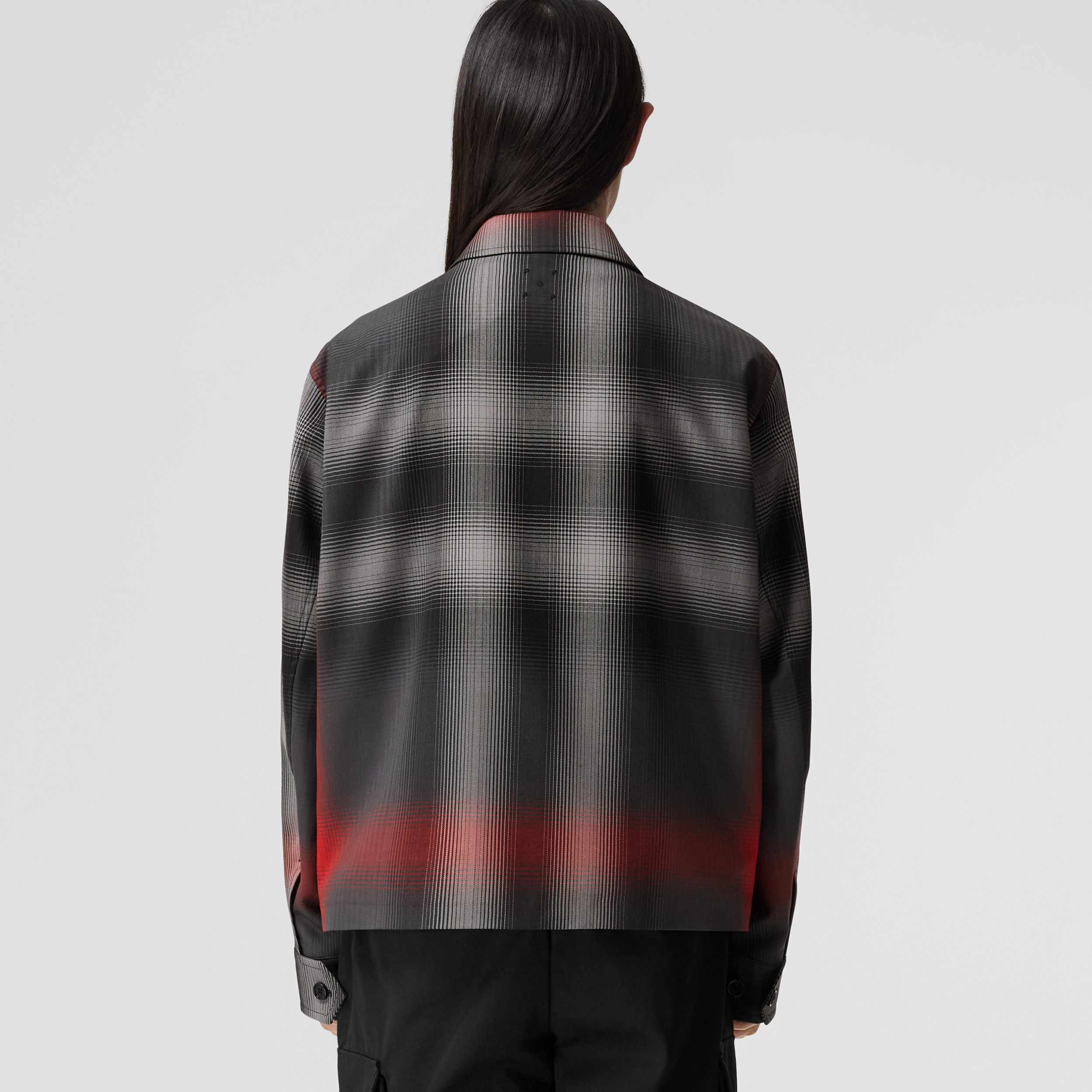 Blurred Check Wool Harrington Jacket in Tempest Grey - Men | Burberry® Official - 3