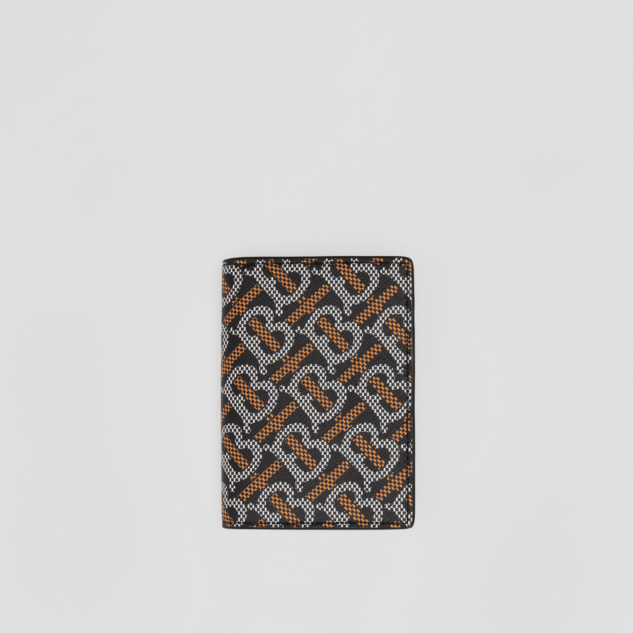 Monogram Motif and Leather Folding Card Case in Black/orange - Men | Burberry® Official - 1