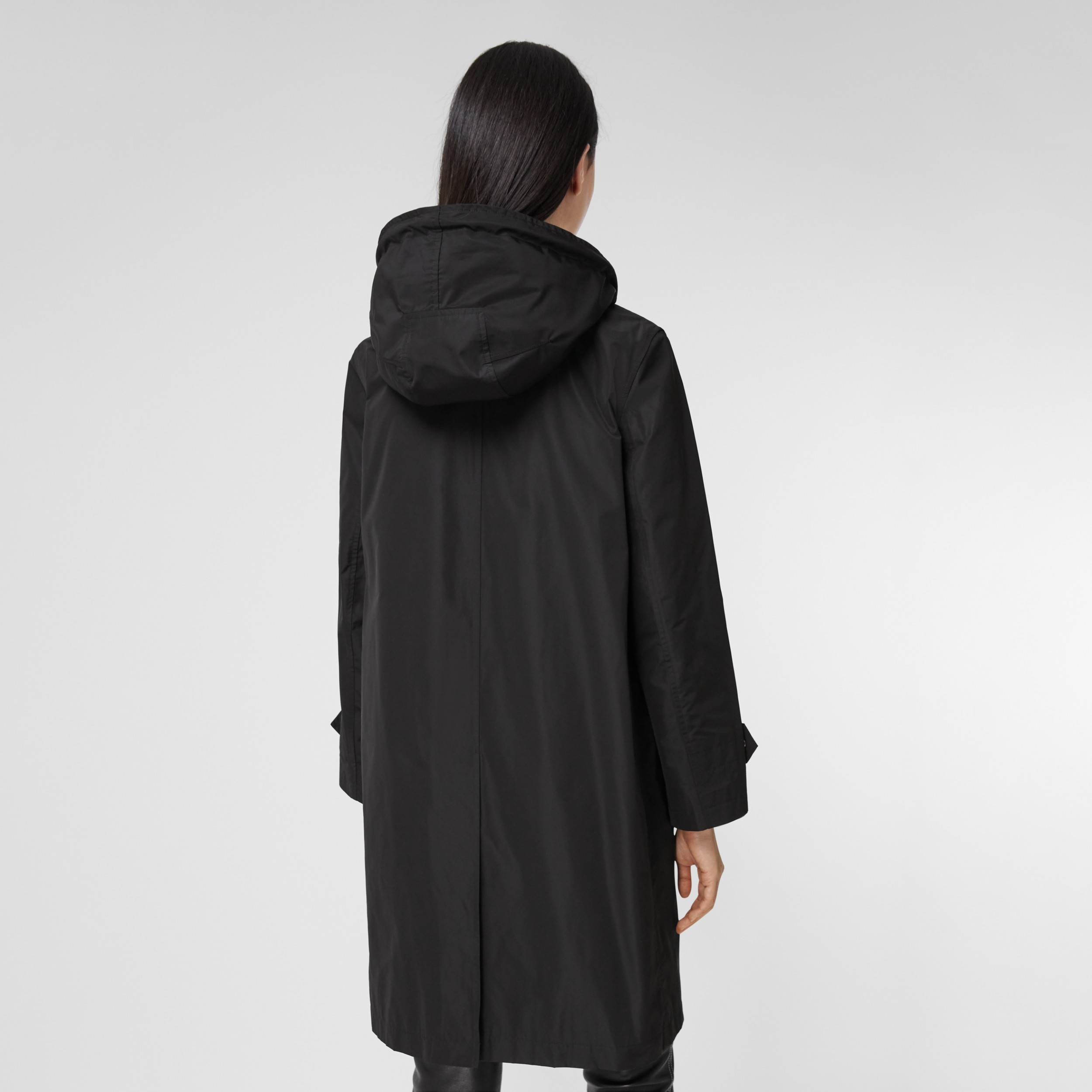 Detachable Hood Shape-memory Taffeta Car Coat in Black - Women ...