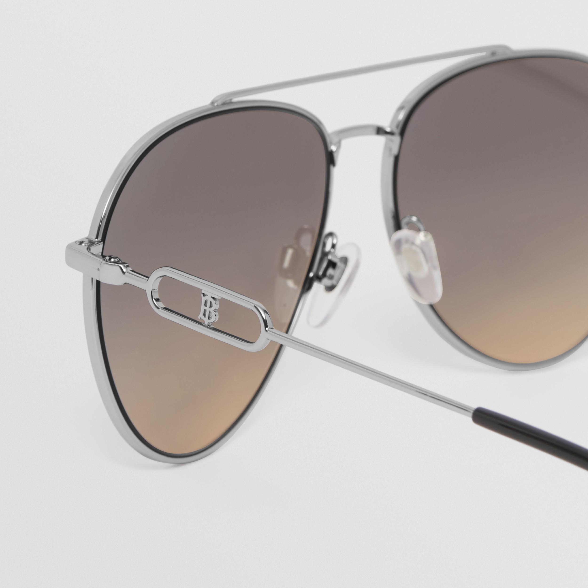 Monogram Motif Pilot Sunglasses in Silver - Women | Burberry® Official - 2