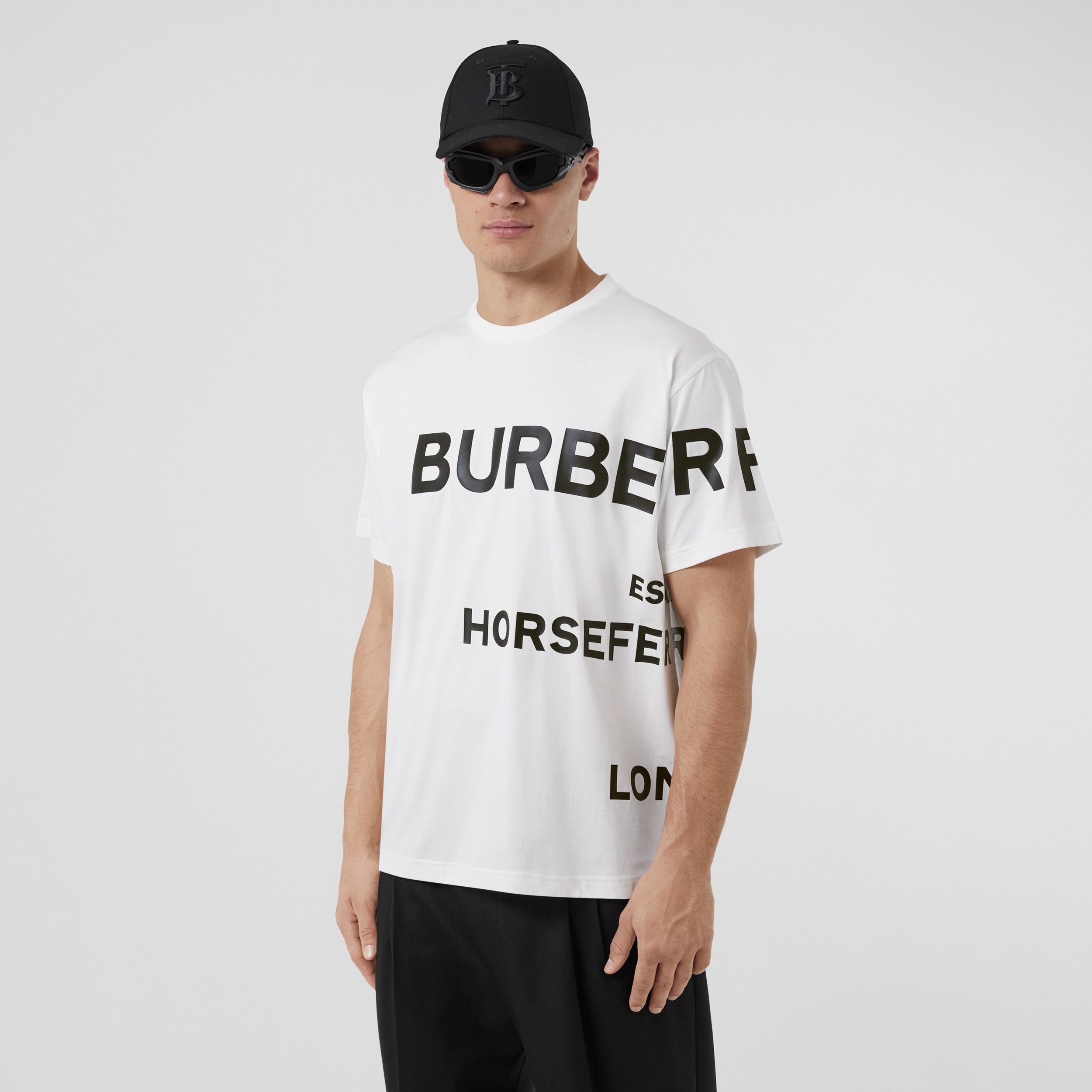 ホースフェリープリント コットン オーバーサイズTシャツ (ホワイト) - メンズ | Burberry®公式サイト