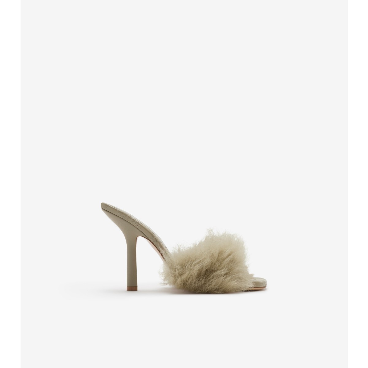 Shop Burberry Shearling B Minnie Mules In Field