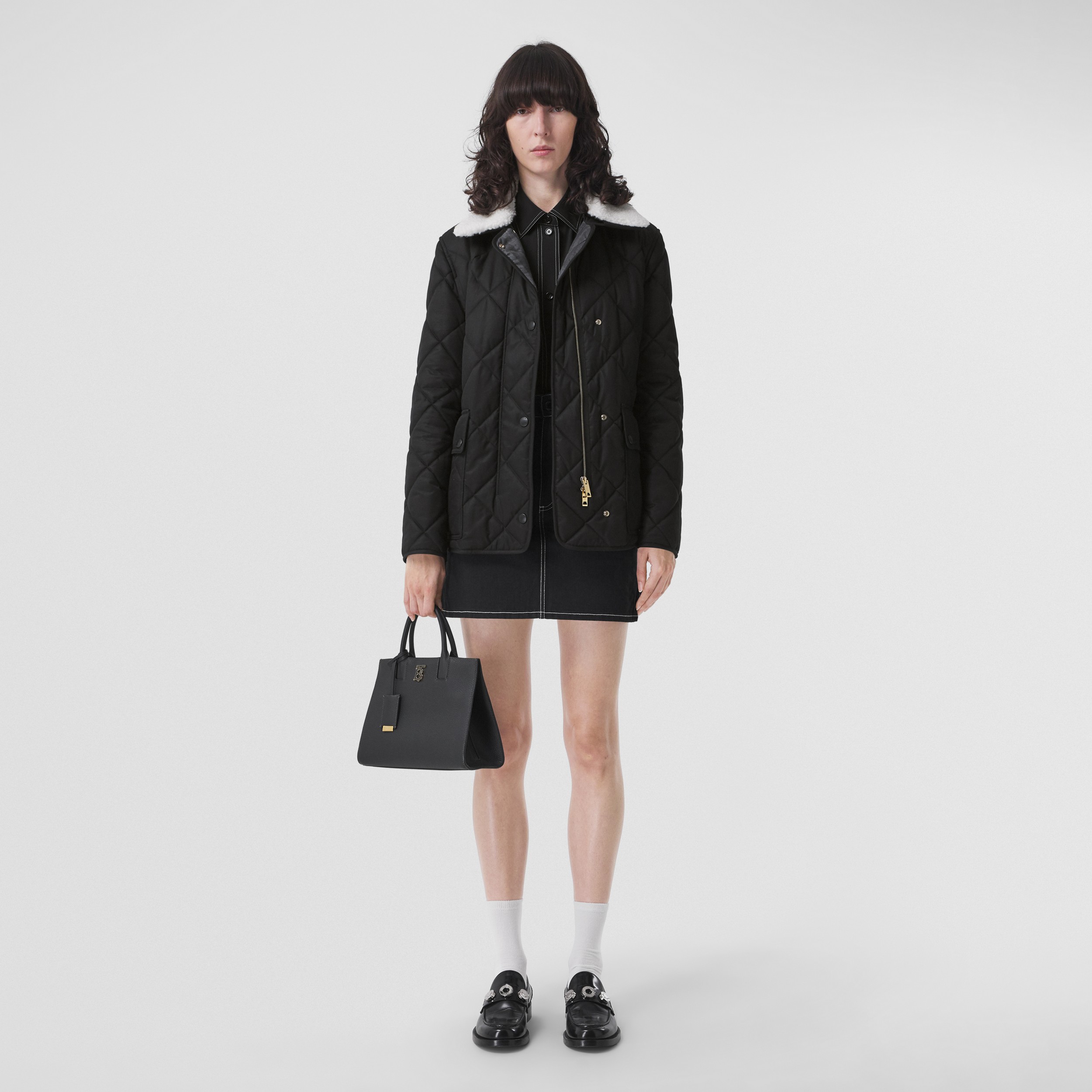 Diamond Quilted Cotton Gabardine Jacket in Black - Women | Burberry® Official - 1