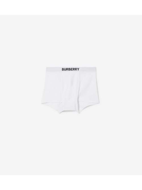 Shop Burberry Cotton Boxer Shorts In White