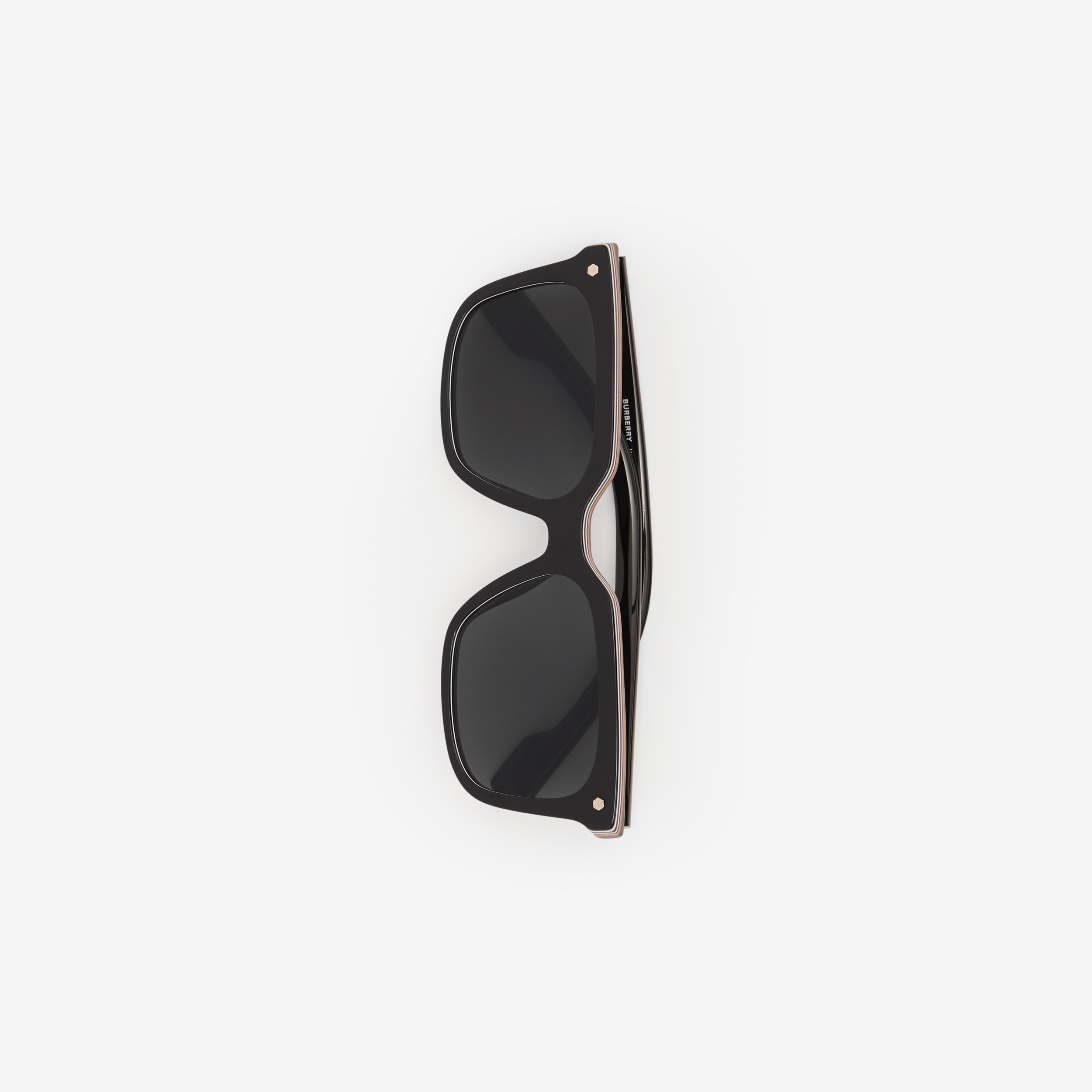 Óculos de sol com armação quadrada e detalhe de listras (Preto) | Burberry® oficial - 2