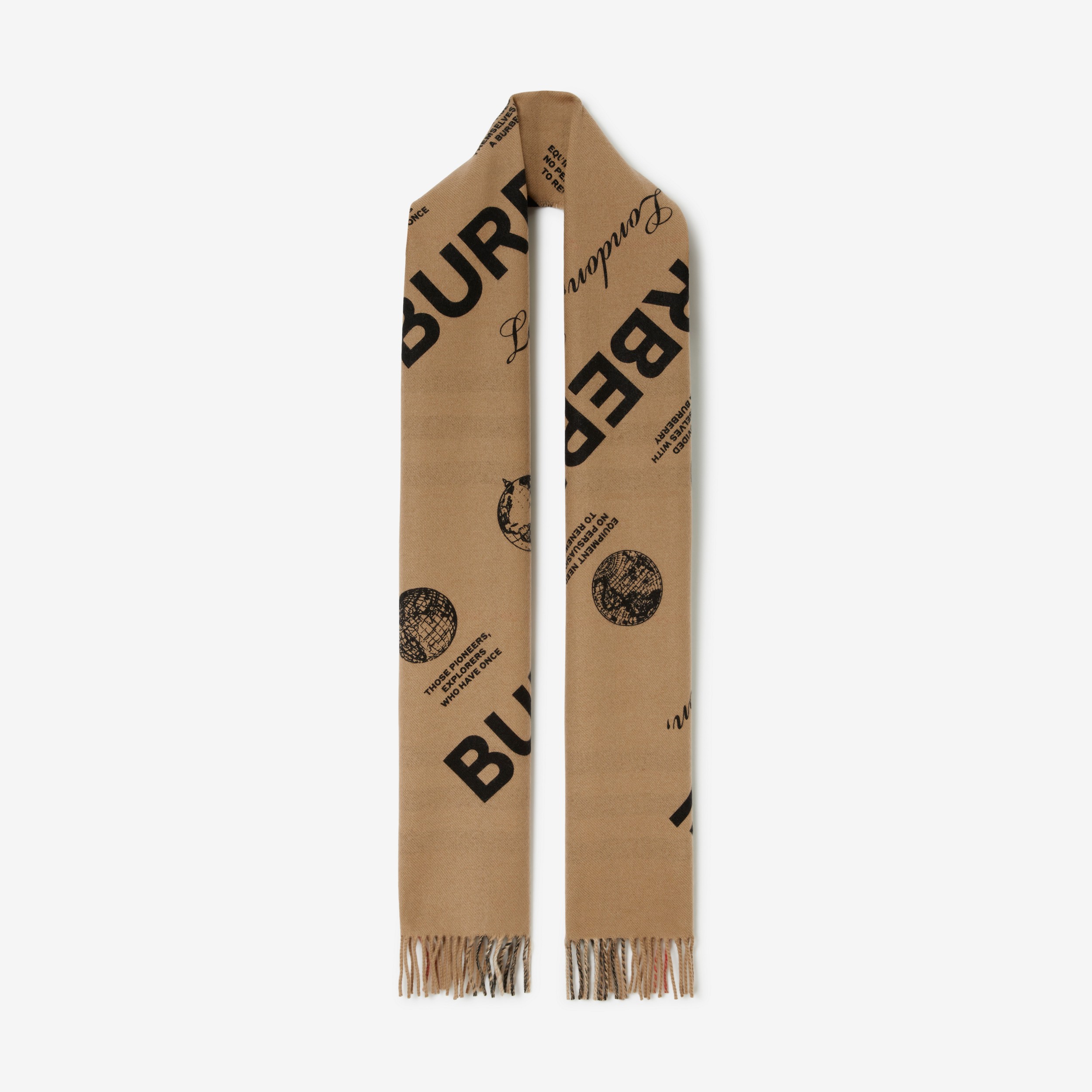 Label Print Cashmere Reversible Scarf in Archive Beige | Burberry® Official - 1