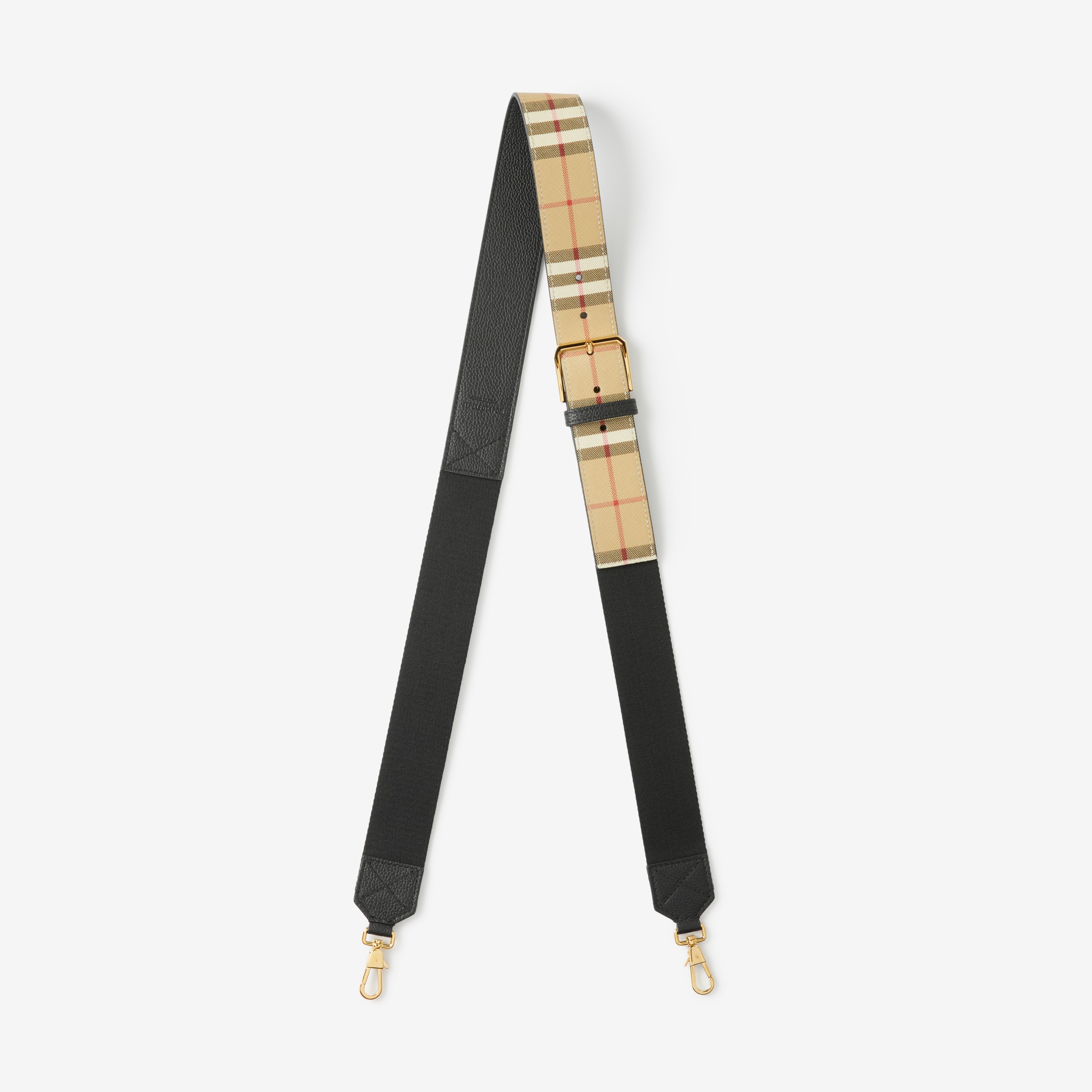 Vintage Check and Leather Bag Strap in Black Women Burberry® Official