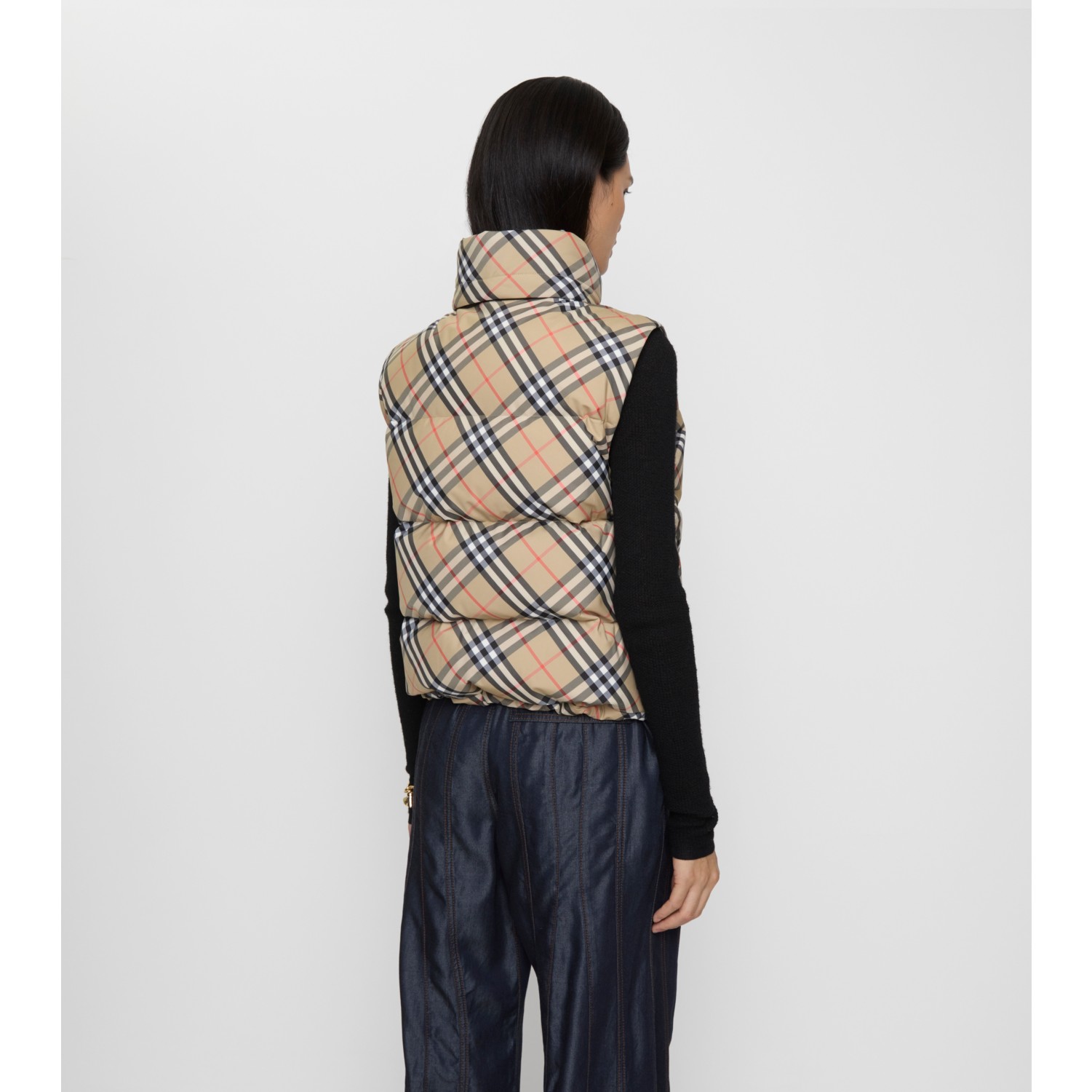 Check Puffer Gilet in Sand beige - Women | Burberry® Official