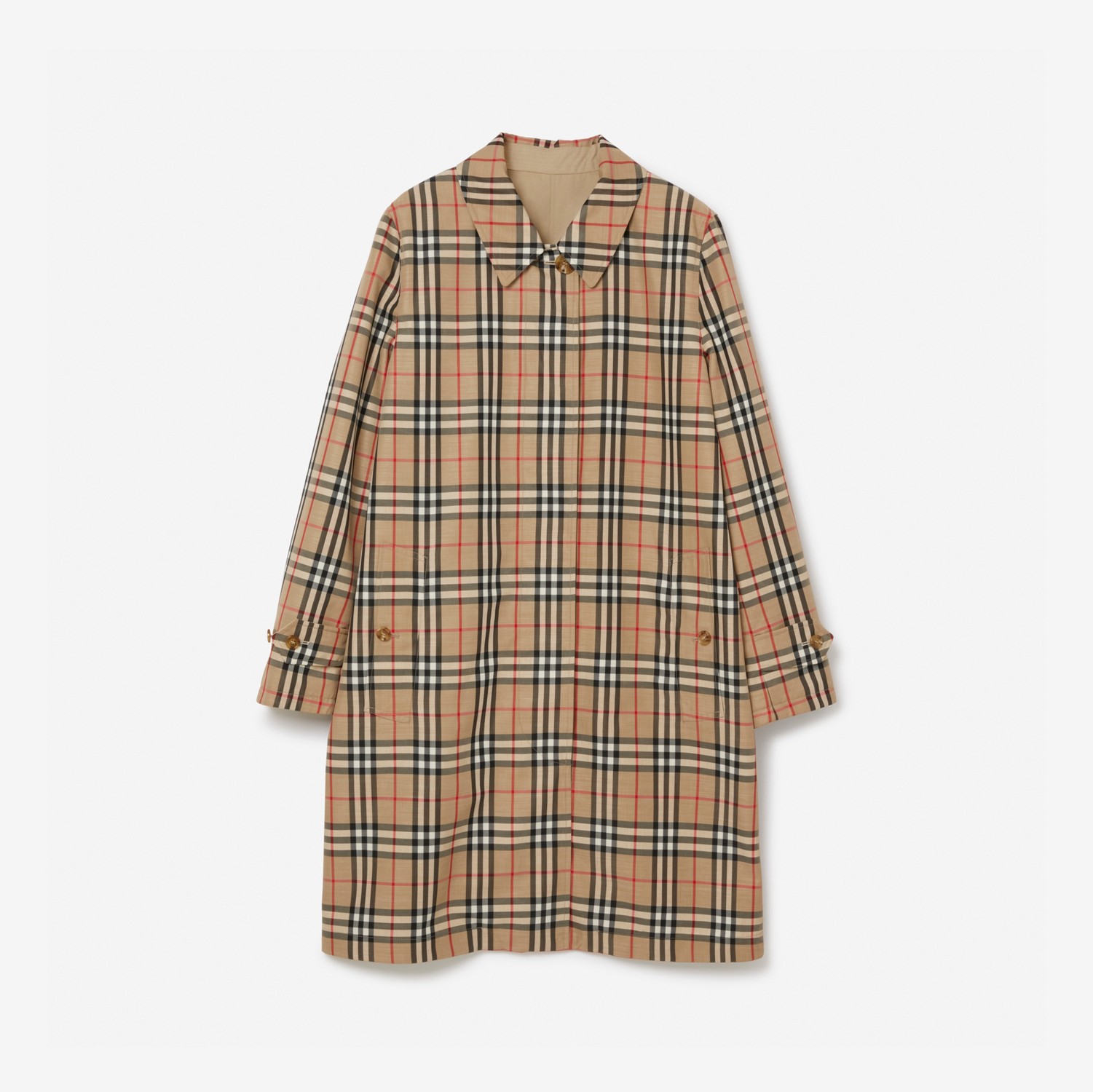 Reversible Cotton and Vintage Check Car Coat in Honey - Women | Burberry® Official