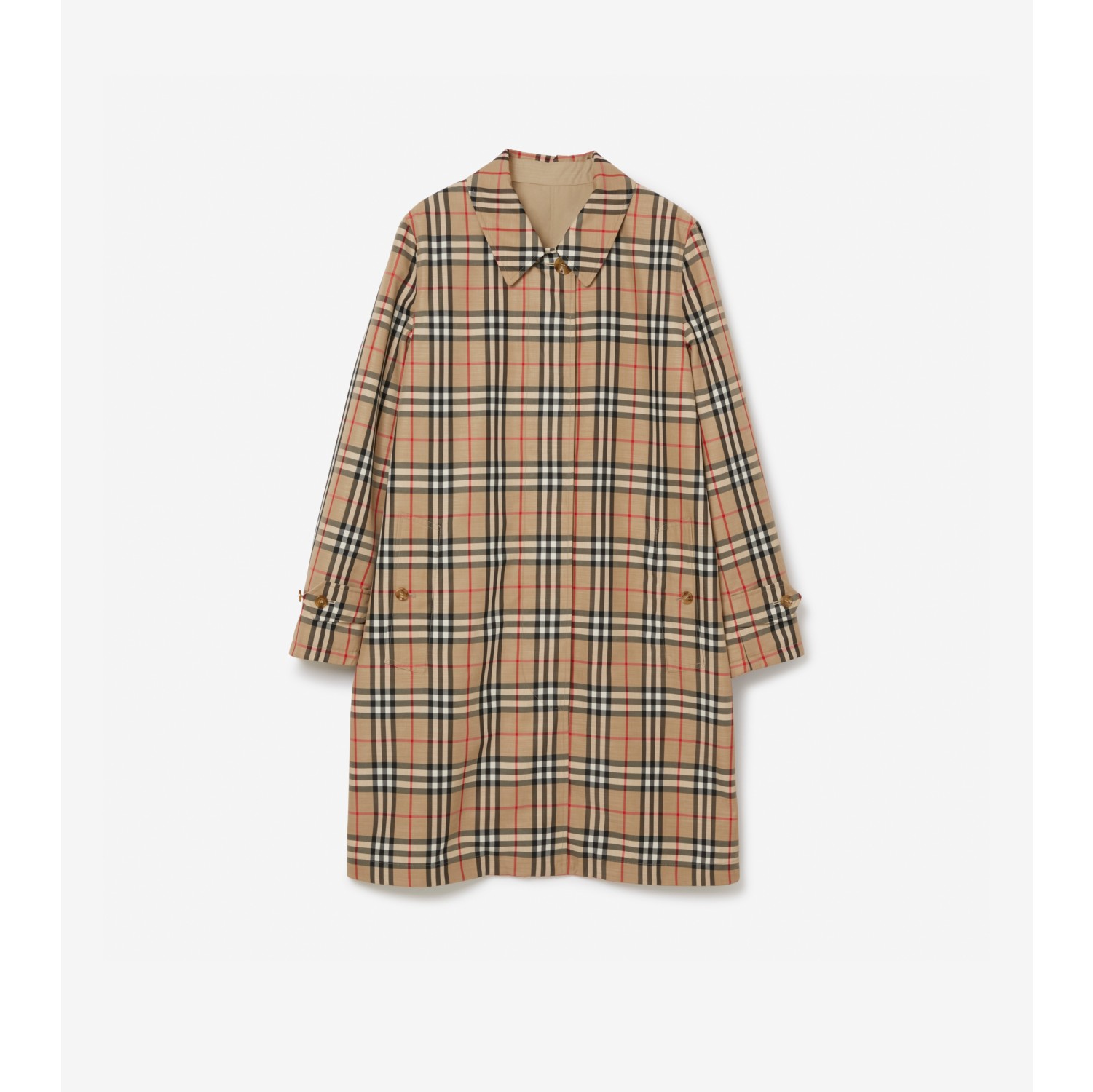 Mid-length Reversible Gabardine Car Coat in Honey - Women, Cotton Gabardine  | Burberry® Official