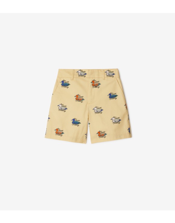 Baumwollshorts mit Entenmotiv