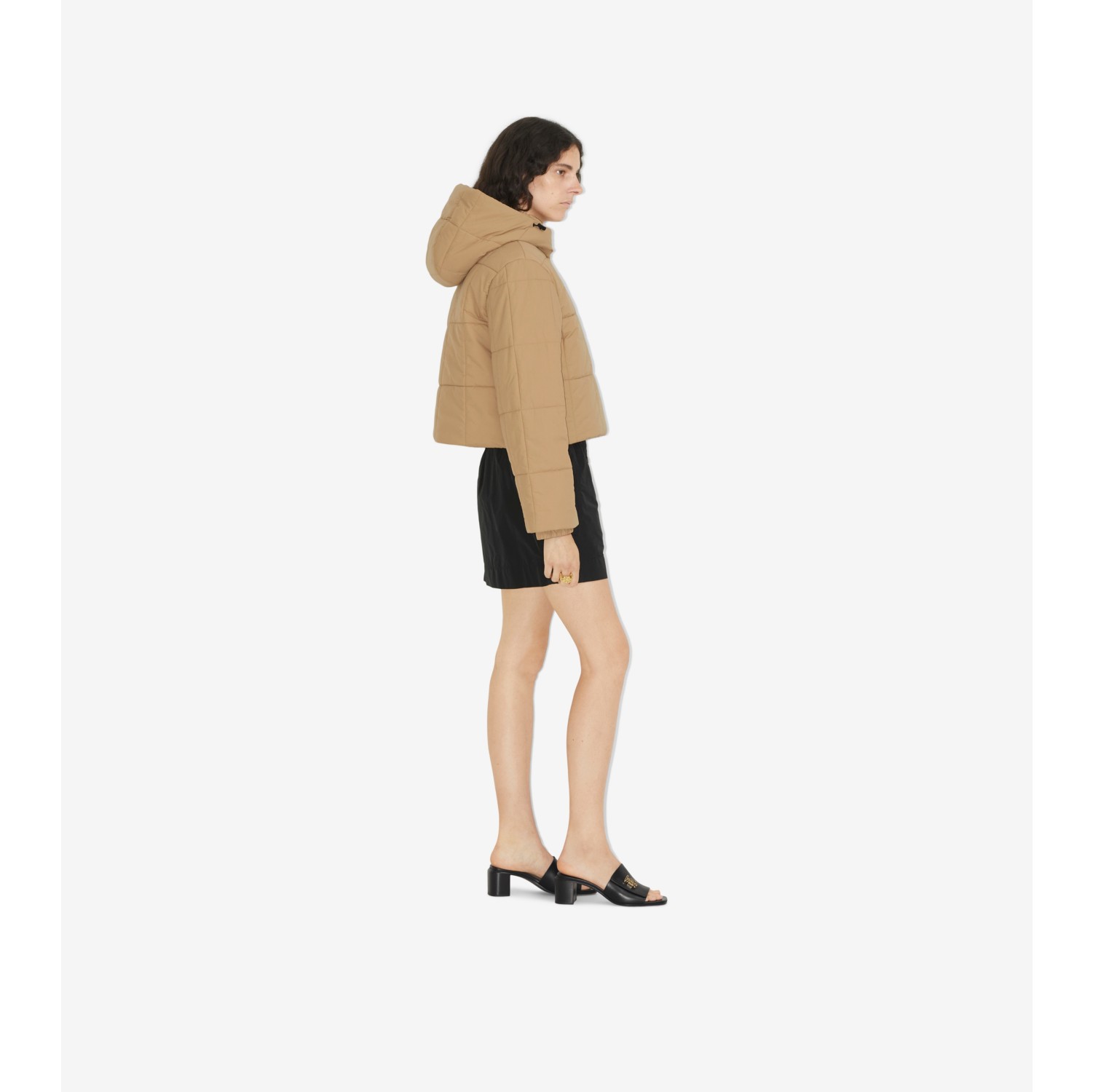 Cropped Nylon Quilted Jacket in Archive Beige - Women | Burberry® Official