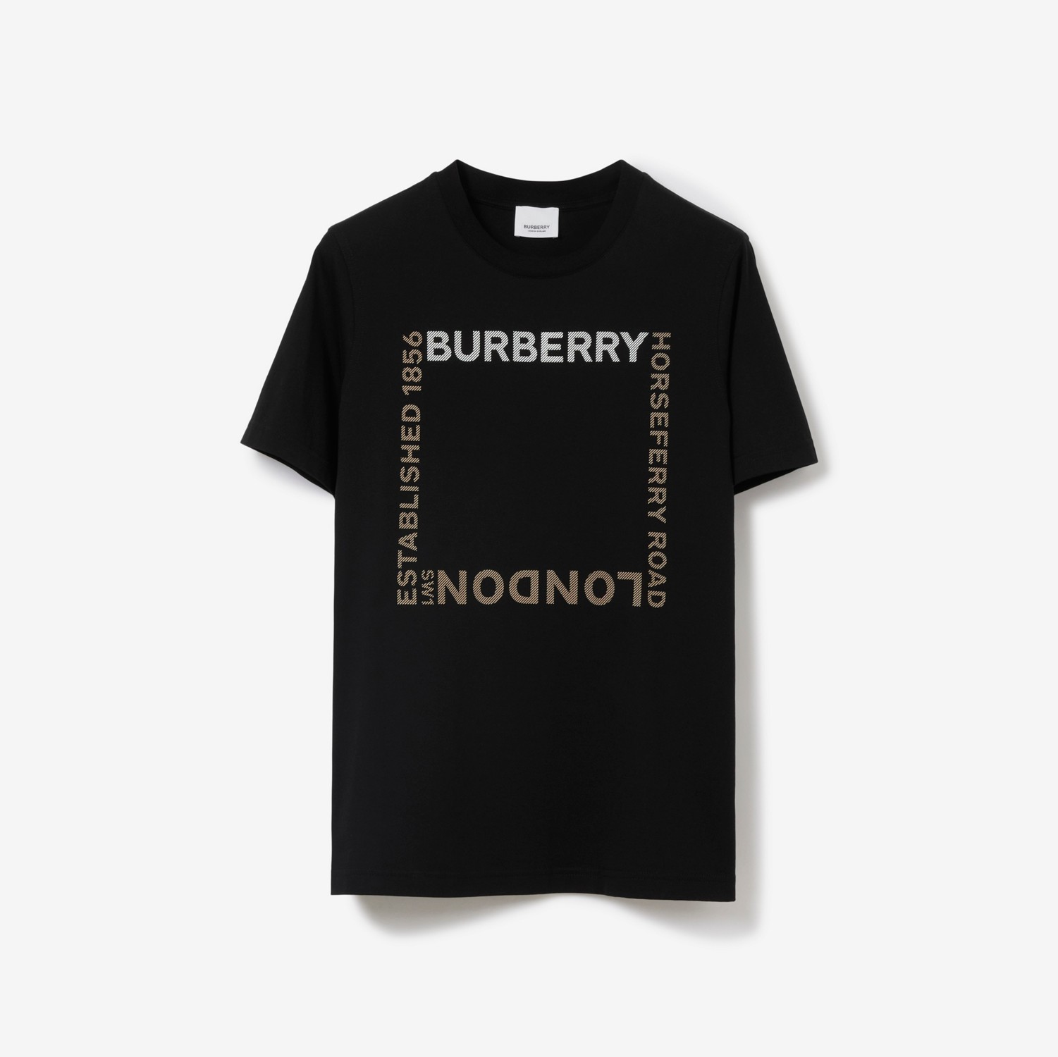 Horseferry 方形印花棉质 T 恤衫 (黑色) - 女士 | Burberry® 博柏利官网