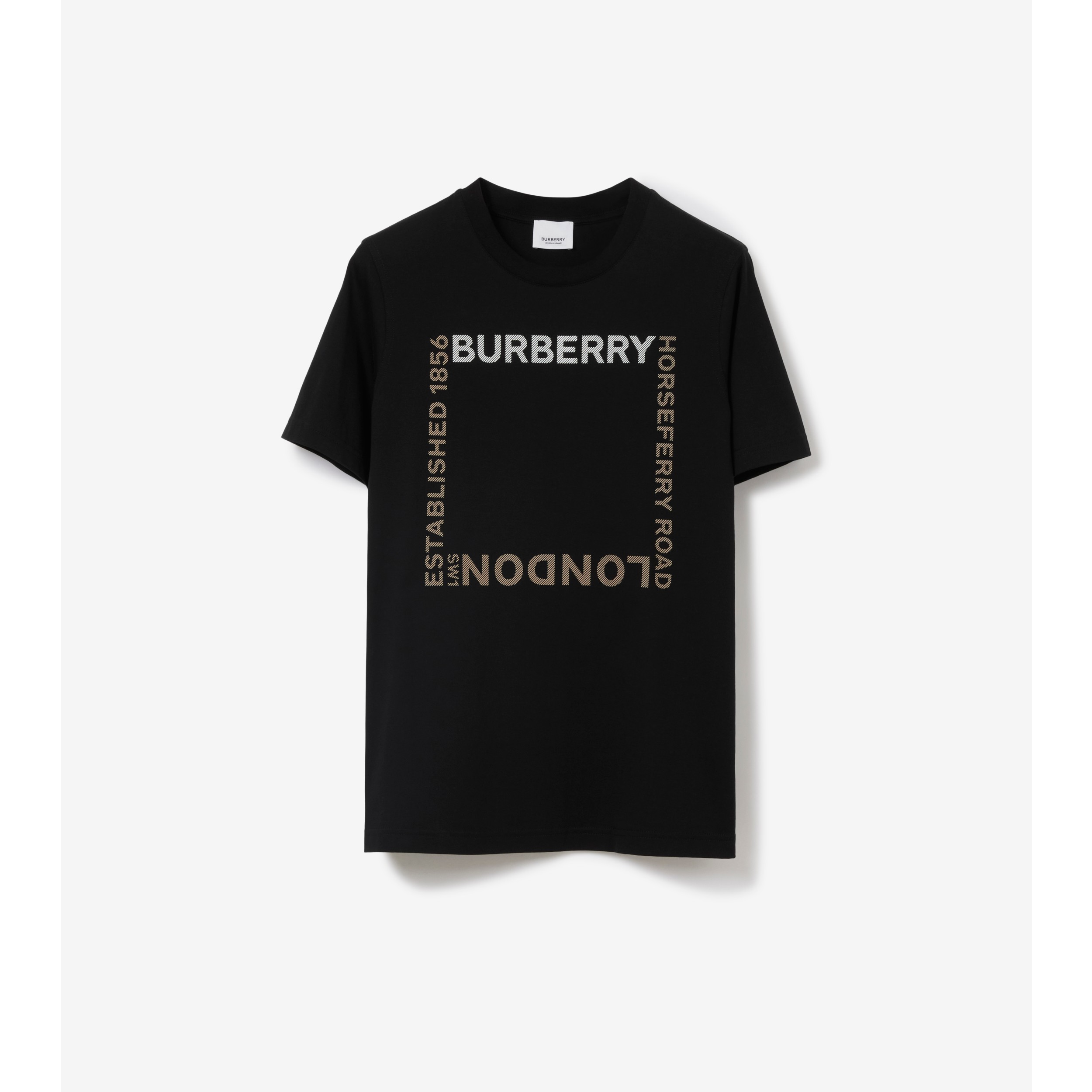 Horseferry Square Print Cotton T-shirt in Black Women | Burberry® Official
