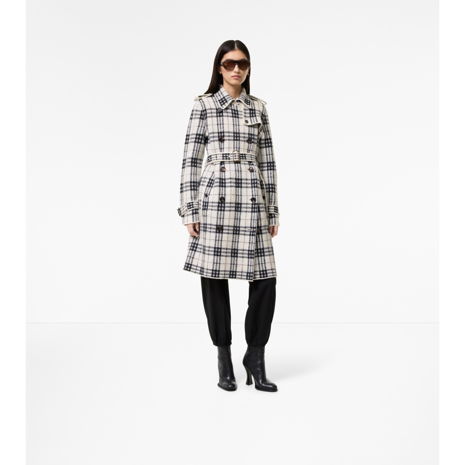 Mid-length Cashmere Wool Blend Trench Coat - thumbnail 2