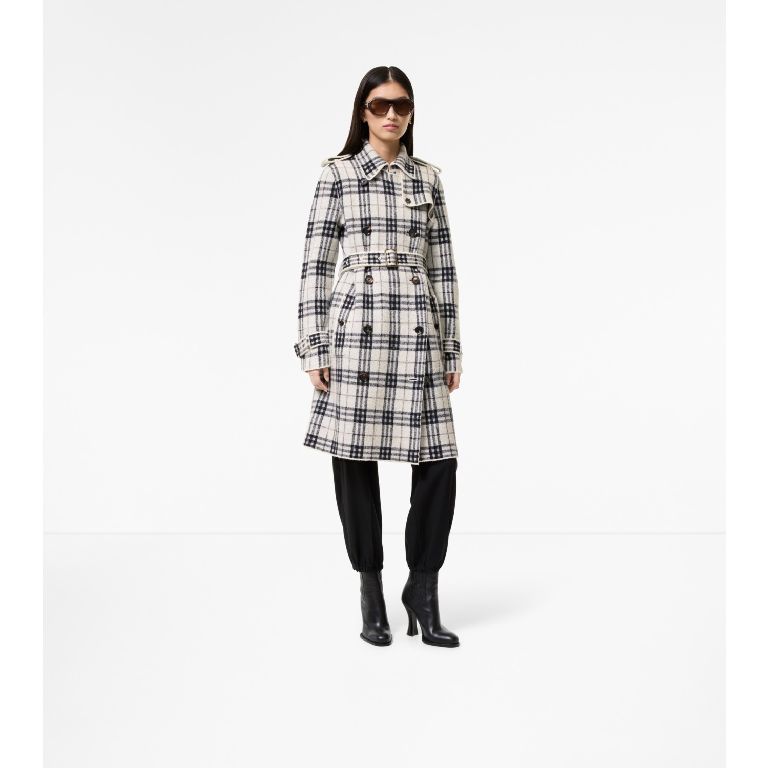 Mid-length Cashmere Wool Blend Trench Coat