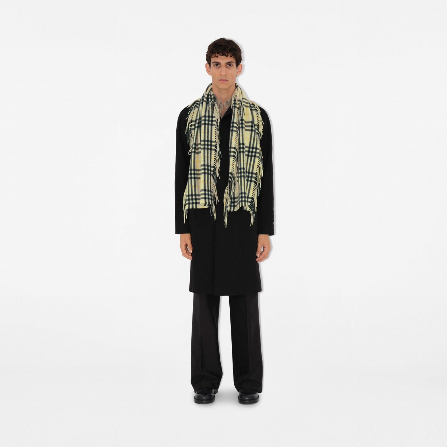 チェック カシミア ハッピースカーフ (キャンドル) | Burberry チェック カシミア ハッピースカーフ (キャンドル) | Burberry