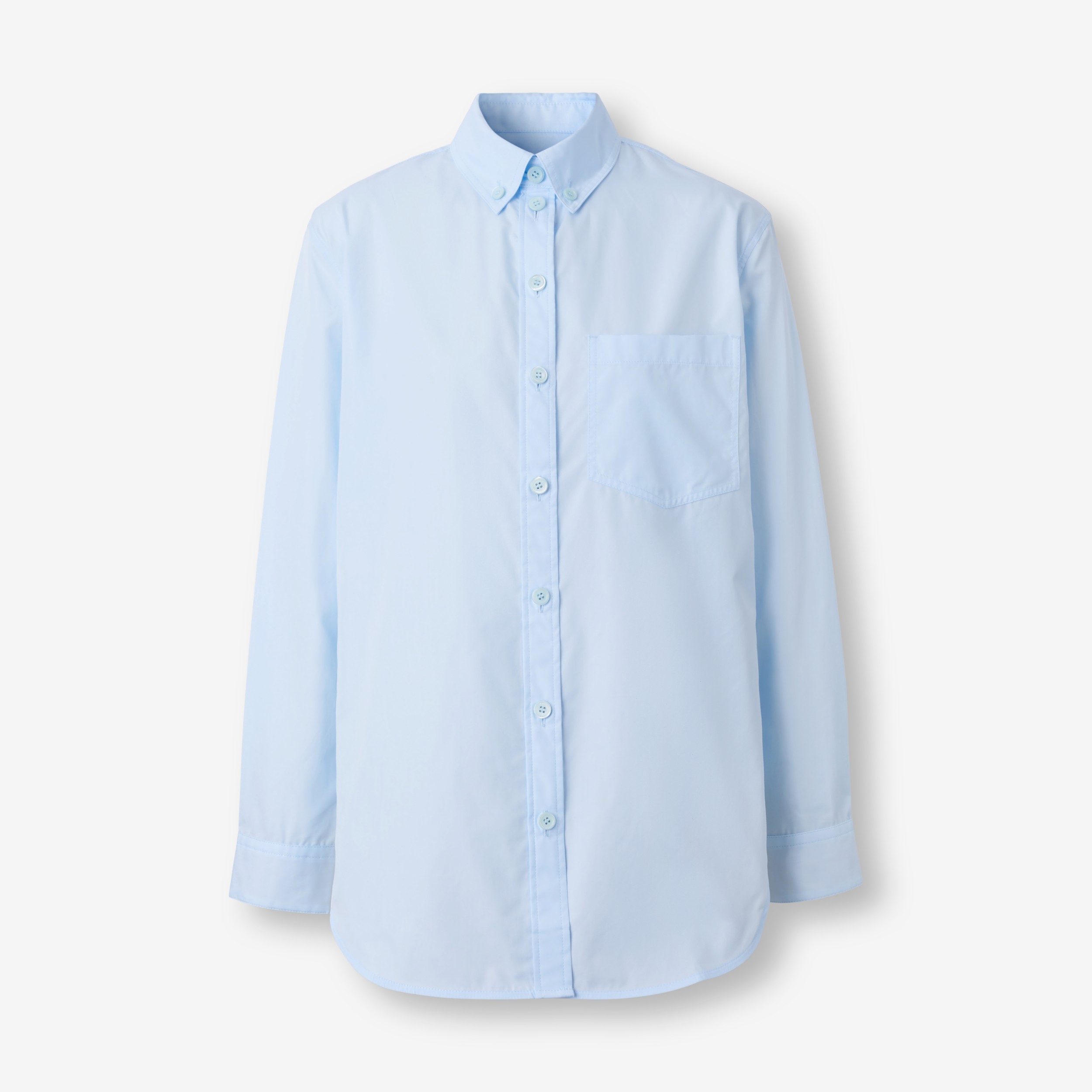 Button-down Collar Cotton Poplin Shirt in Pale Blue - Women | Burberry®  Official