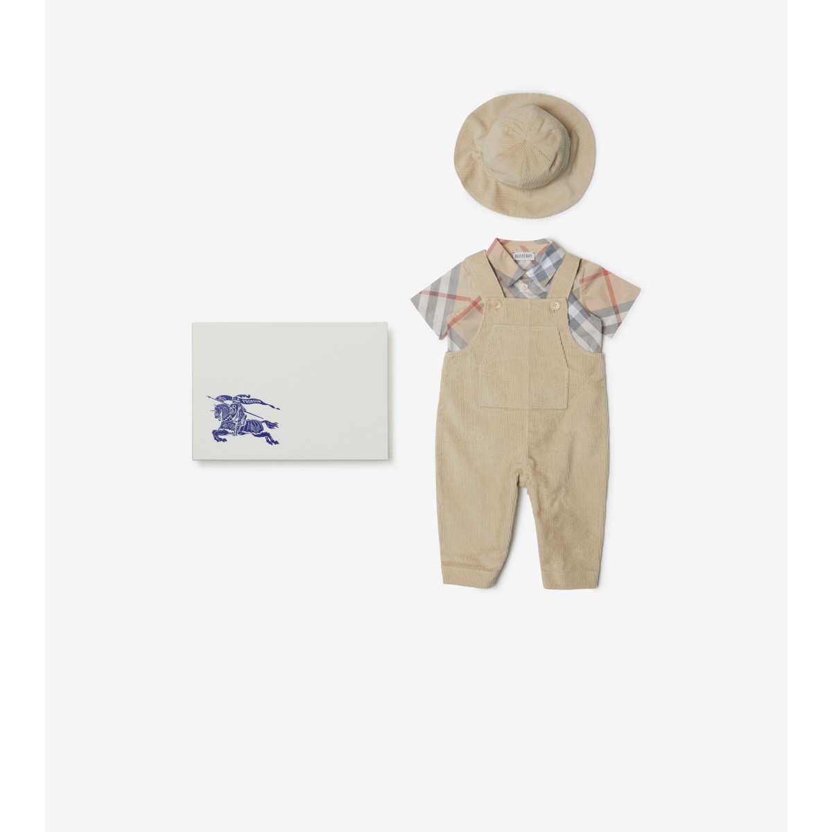 Burberry Childrens Cotton Three-piece Baby Gift Set In Pale Stone