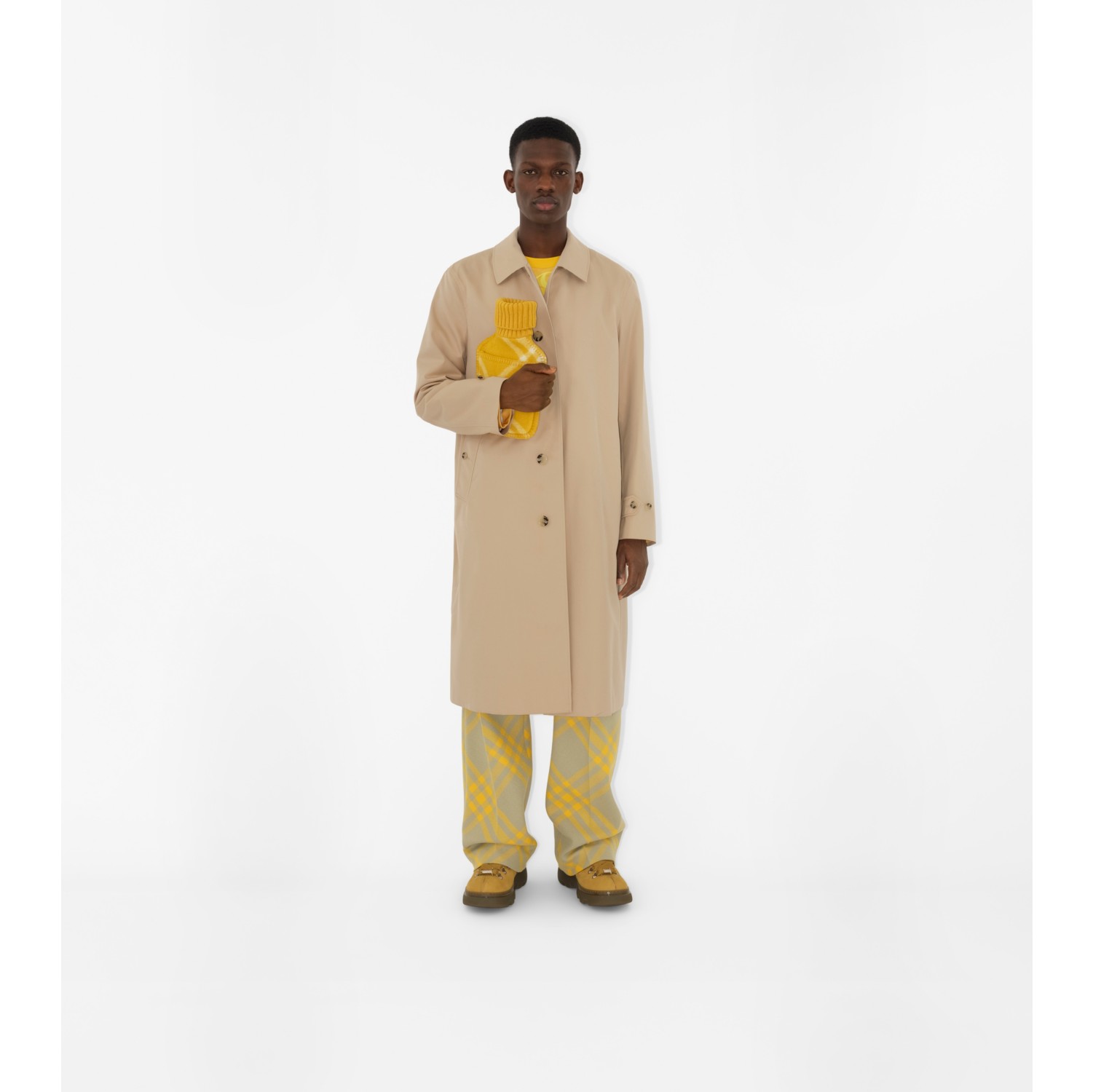 Long Paddington Heritage Car Coat in Honey Men Cotton Gabardine Burberry Official