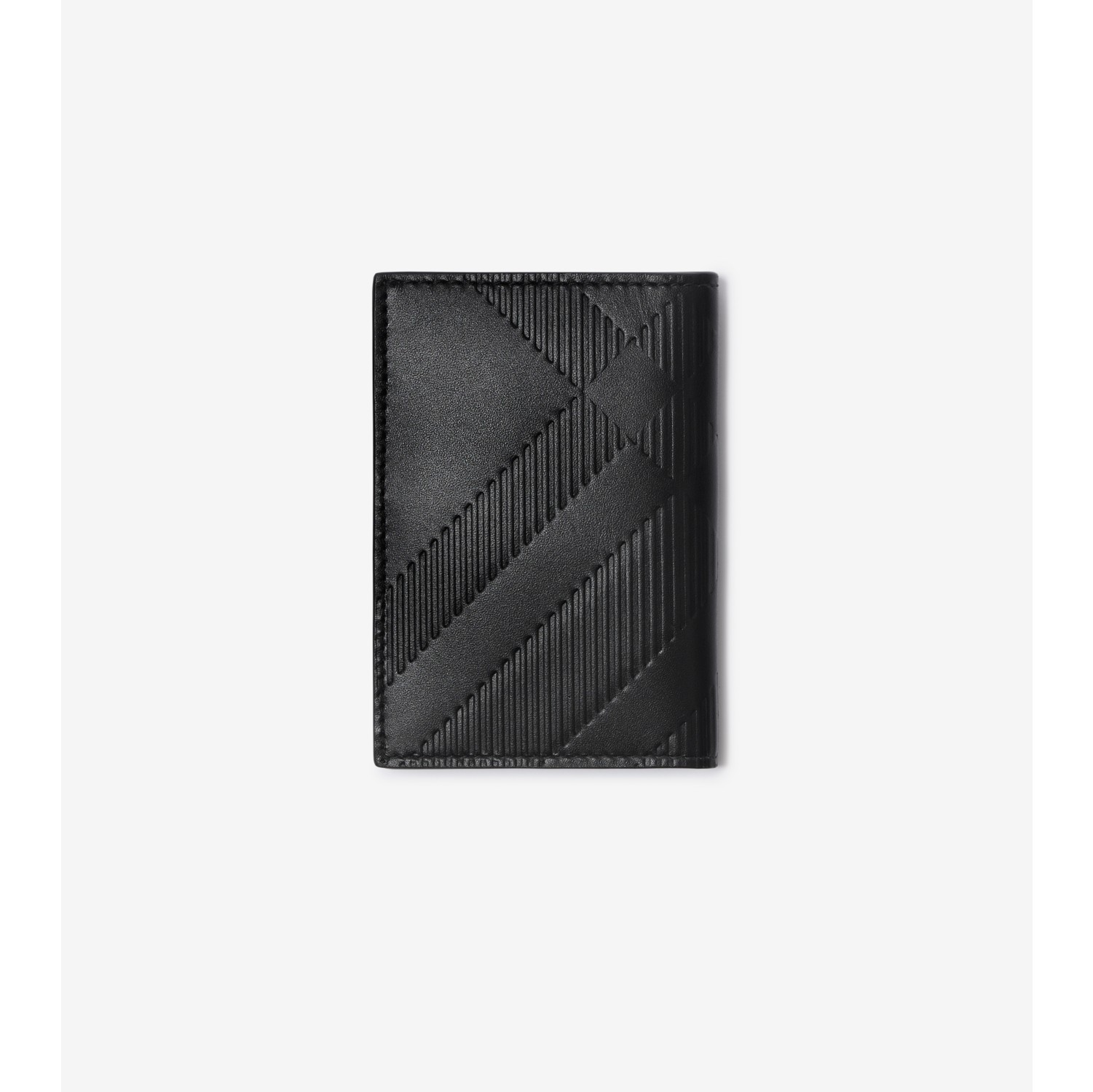 Check Leather Folding Card Case in Royal - Men