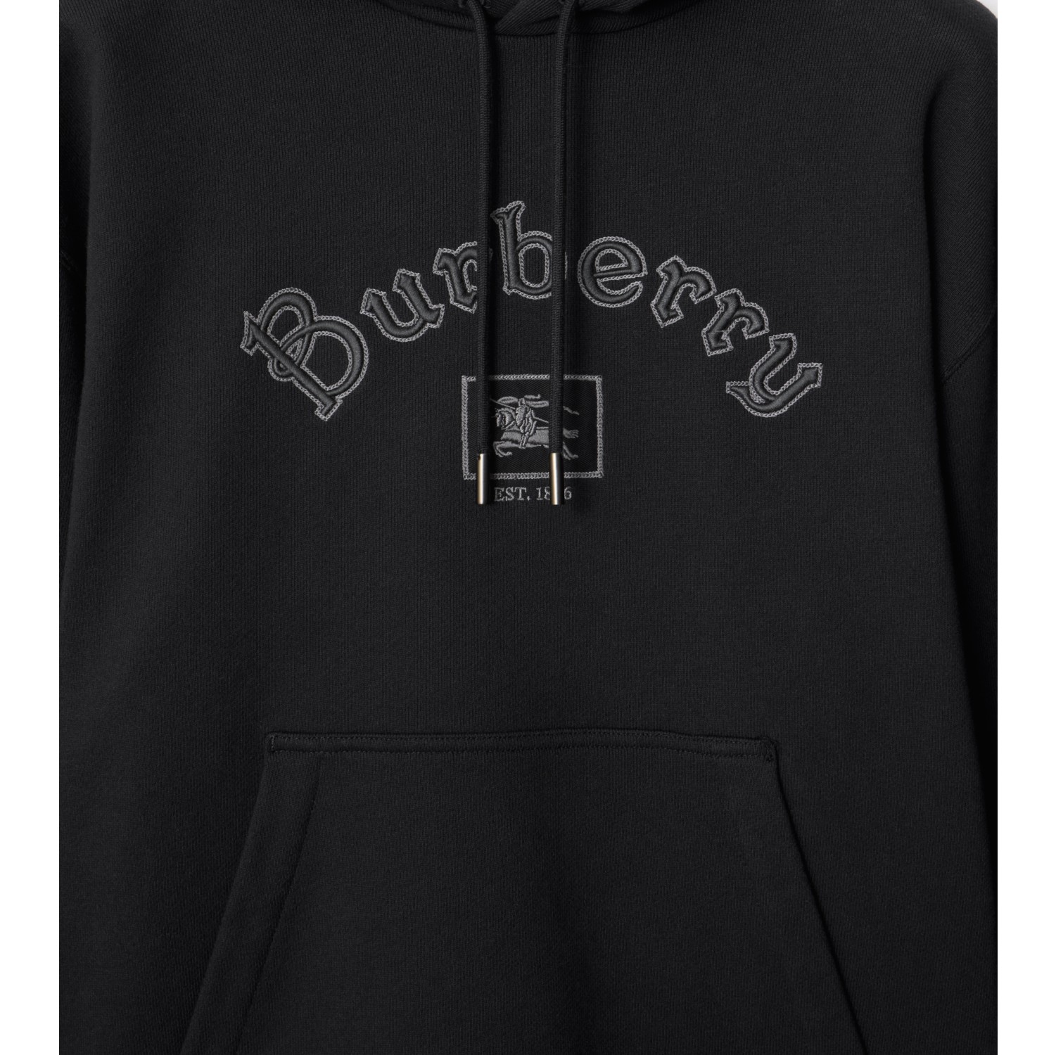 Gothic Logo Cotton Hoodie in Black - Men | Burberry® Official