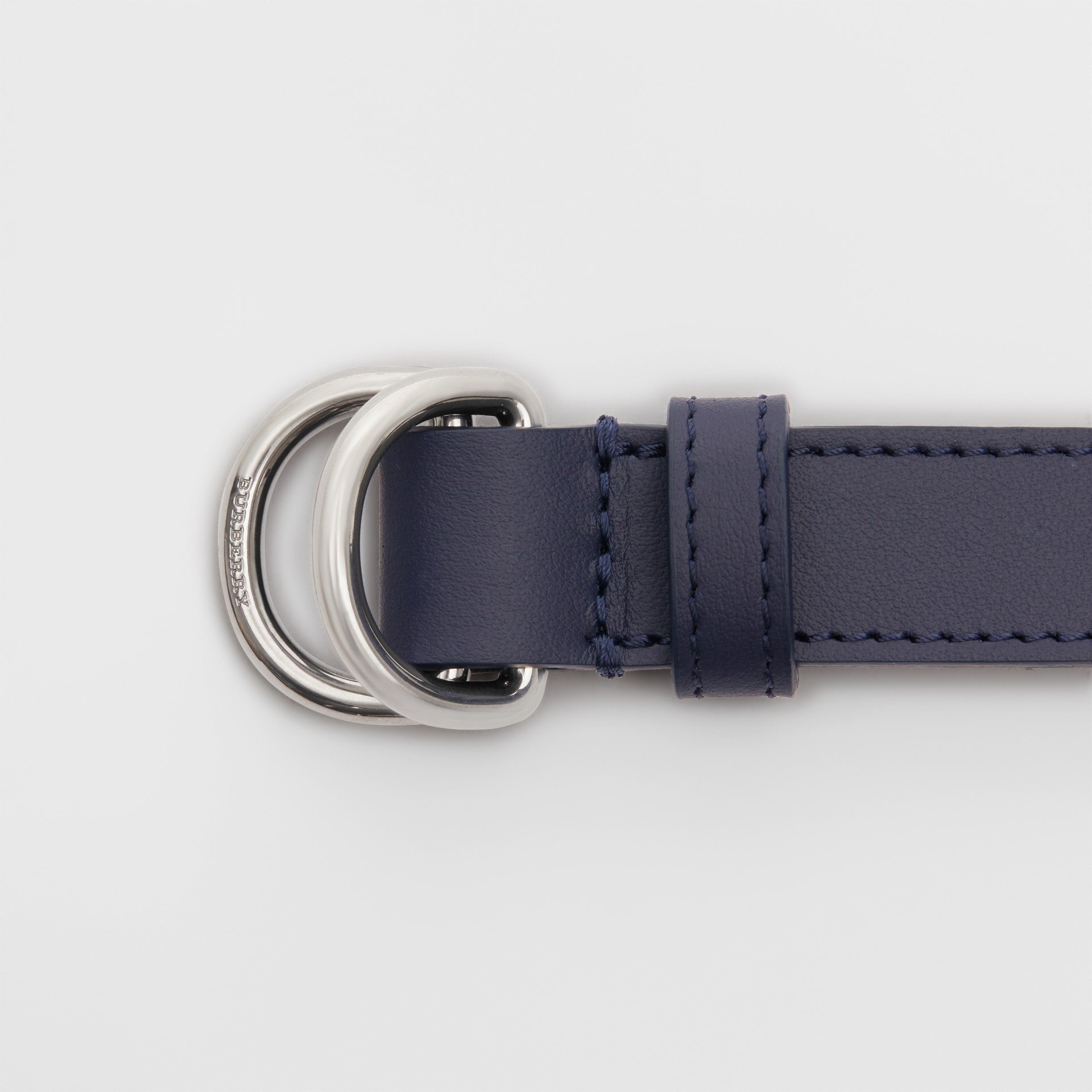 Slim Leather Double Dring Belt in Regency Blue Women Burberry