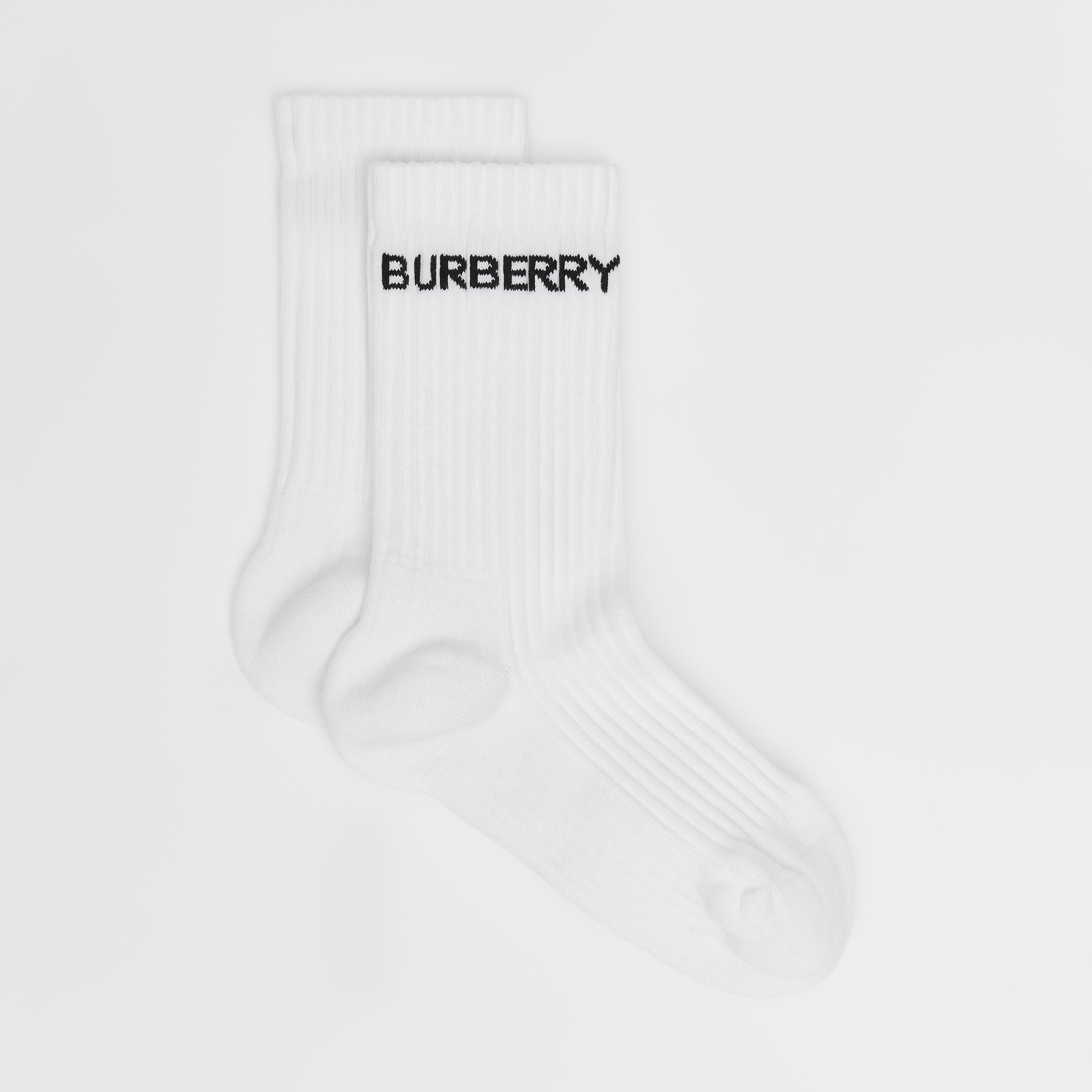 Logo Intarsia Technical Stretch Cotton Socks in White | Burberry® Official - 4