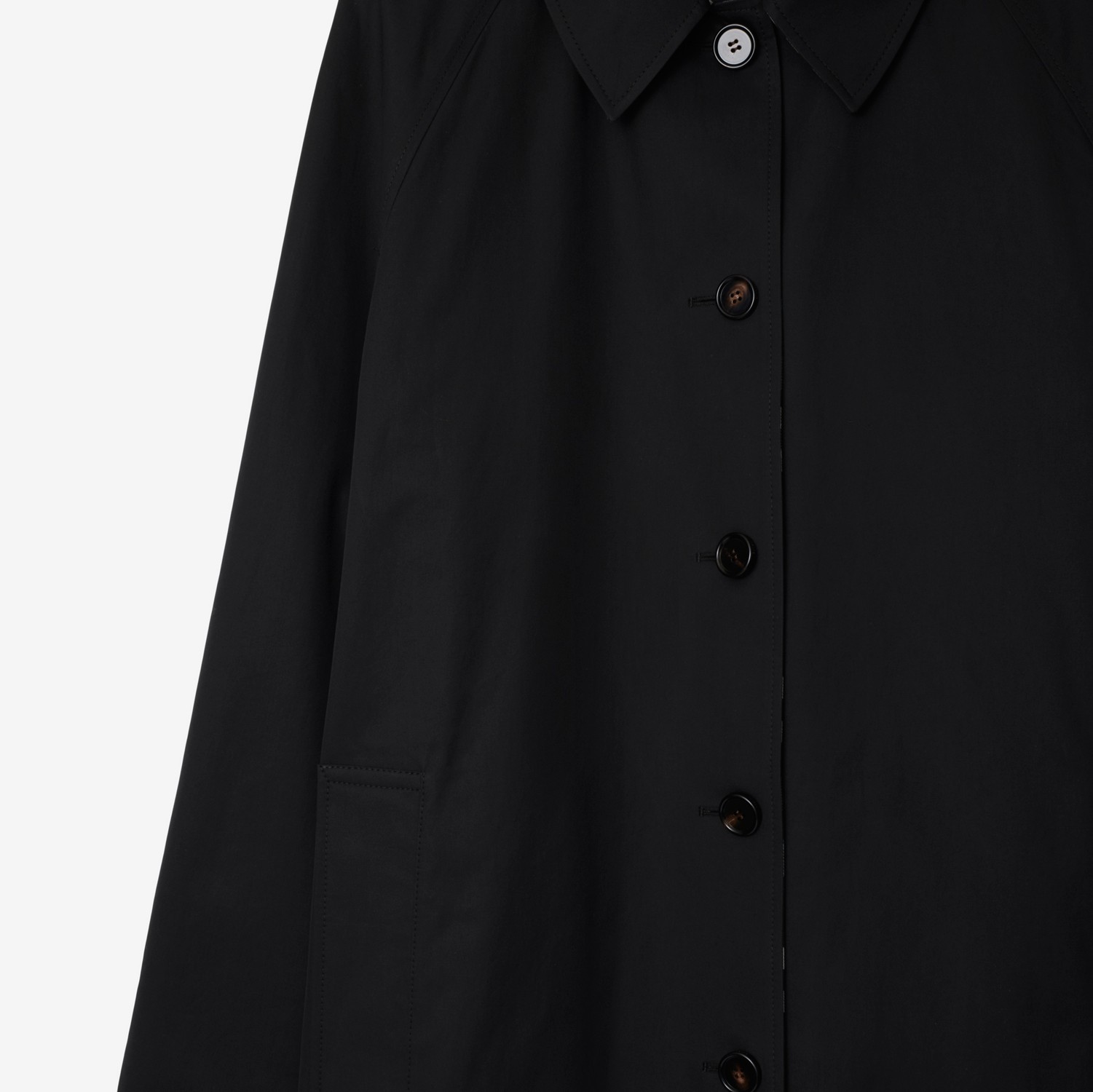 Long Reversible Gabardine Car Coat in Black - Men, Cotton Long Reversible Gabardine Car Coat in Black - Men, Cotton