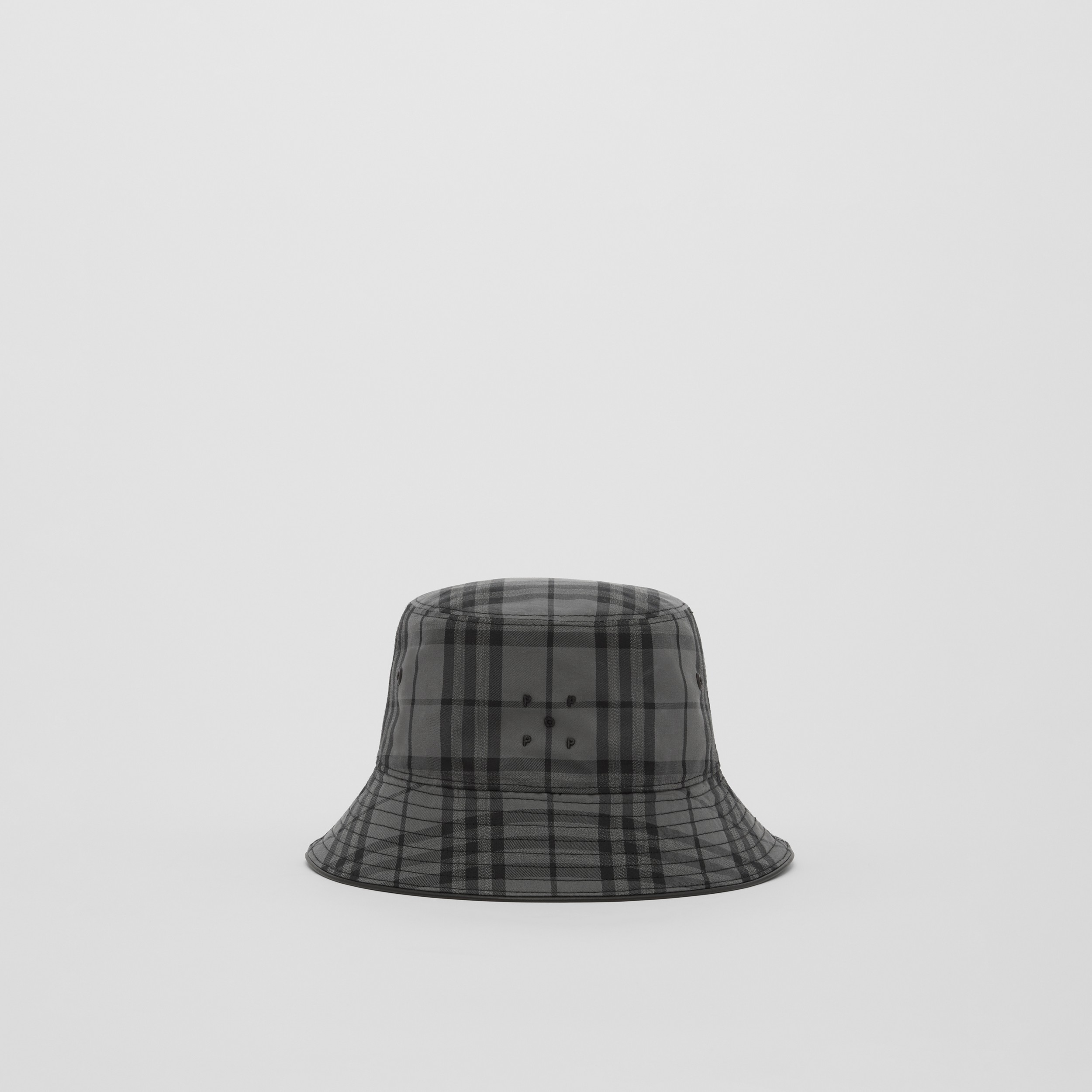 Logo Detail Check Cotton Blend Bucket Hat in Reflective Grey | Burberry® Official - 4