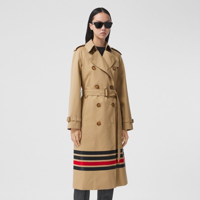 striped ribbon gabardine oversized trench coat