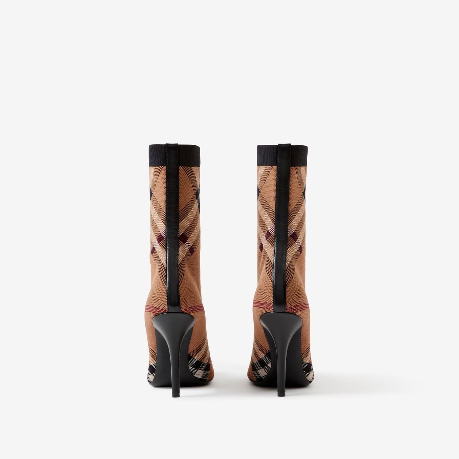 Botas de calcetín en punto a cuadros (Marrón Abedul) - Mujer | Burberry® oficial
