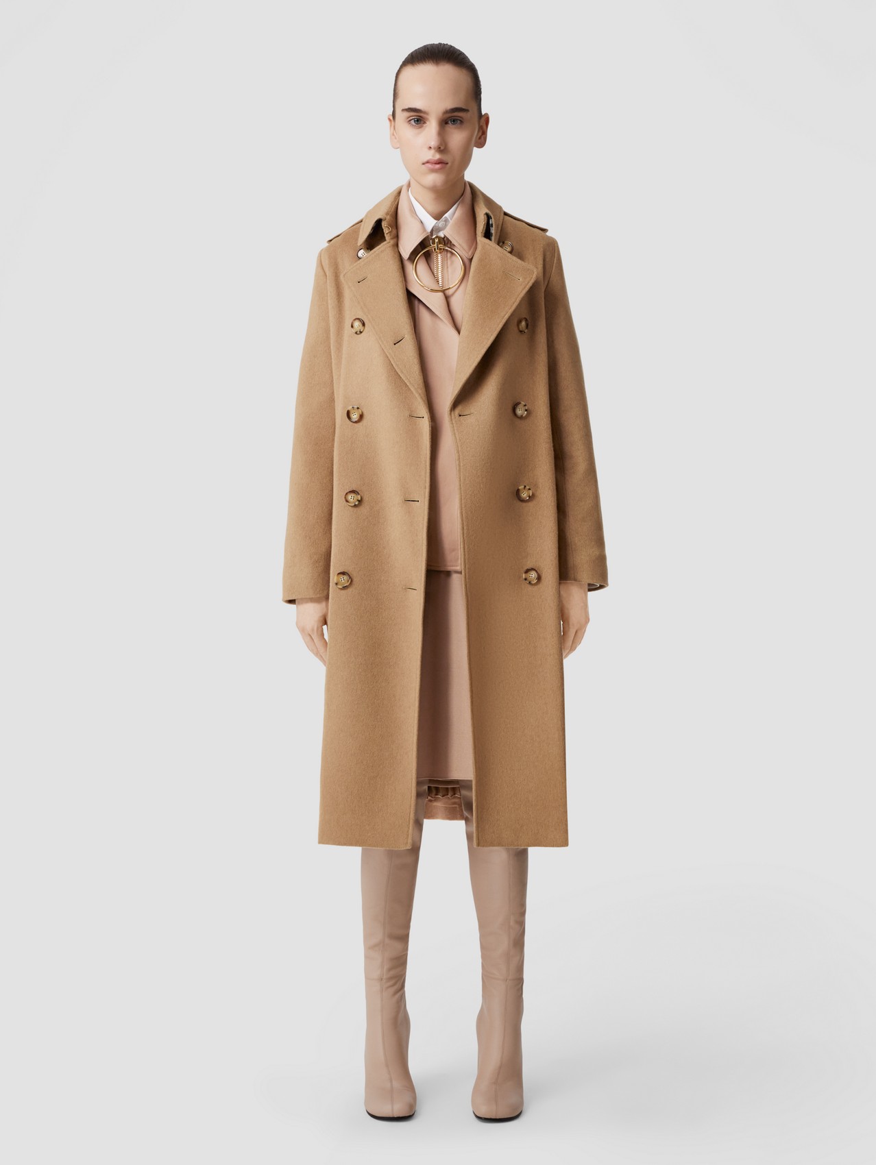 Womens Clothing Coats Long coats and winter coats Burberry Cotton-gabardine Coat in Natural 