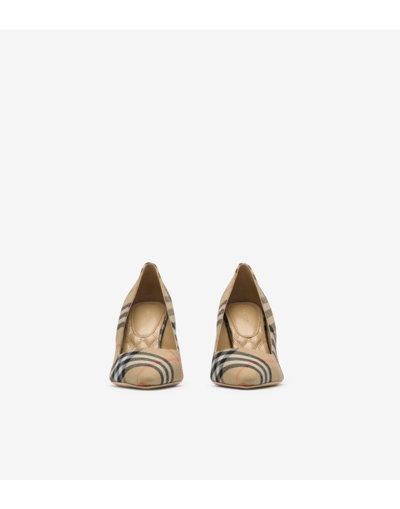 Check Linen Blend Dame Pumps​