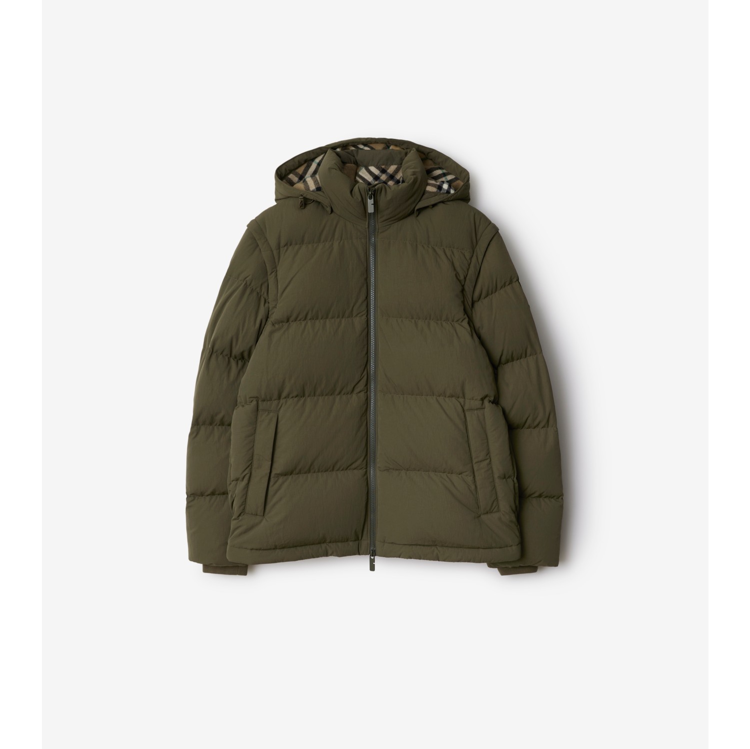 Detachable Sleeve Nylon Bideford Puffer Jacket in Loch linden Men Burberry Official