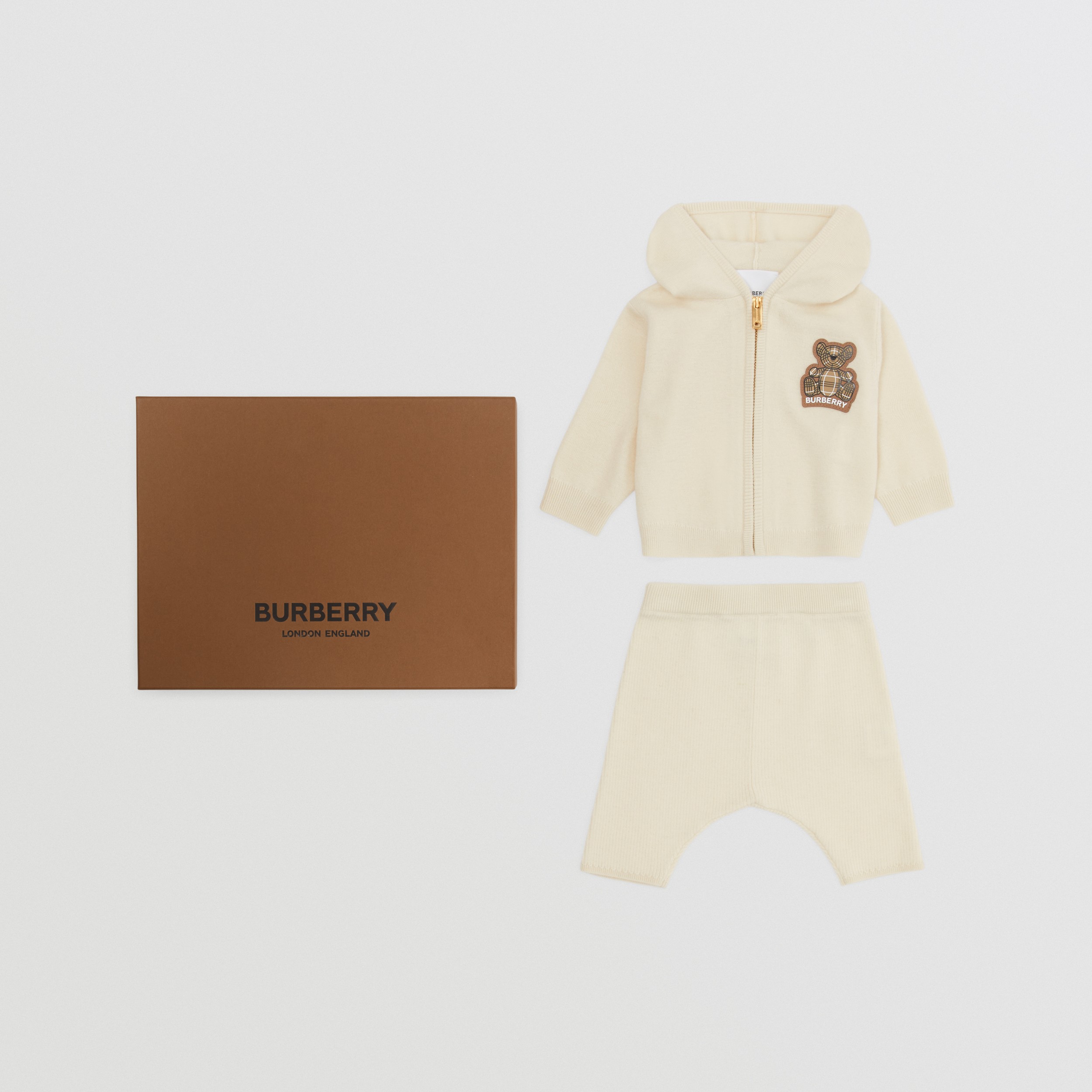 Gift set para bebê com duas peças com aplique de Thomas Bear (Marfim) - Crianças | Burberry® oficial - 1